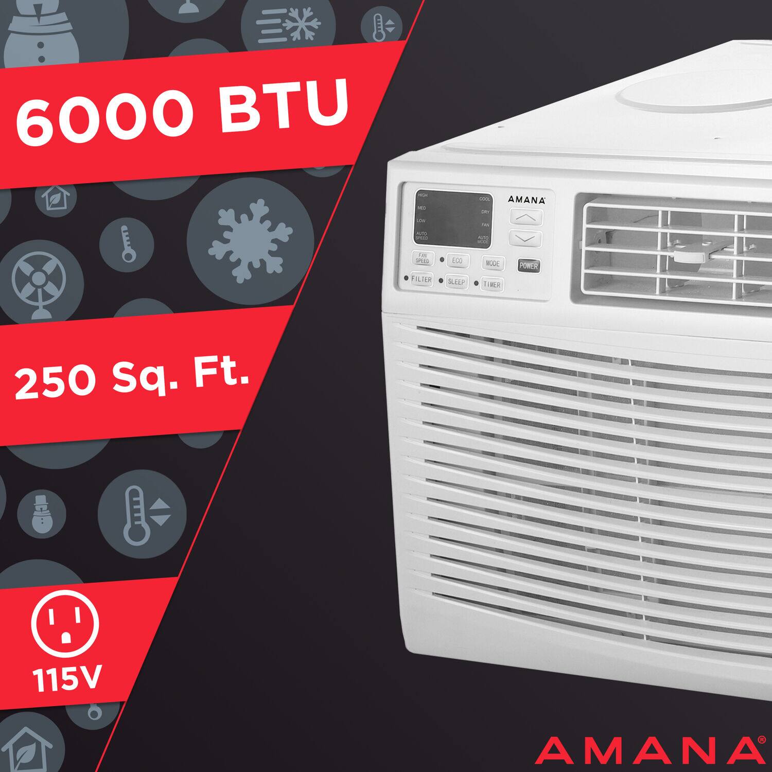 6000 BTU  
250 Sq. Ft.  
115V  
AMANA