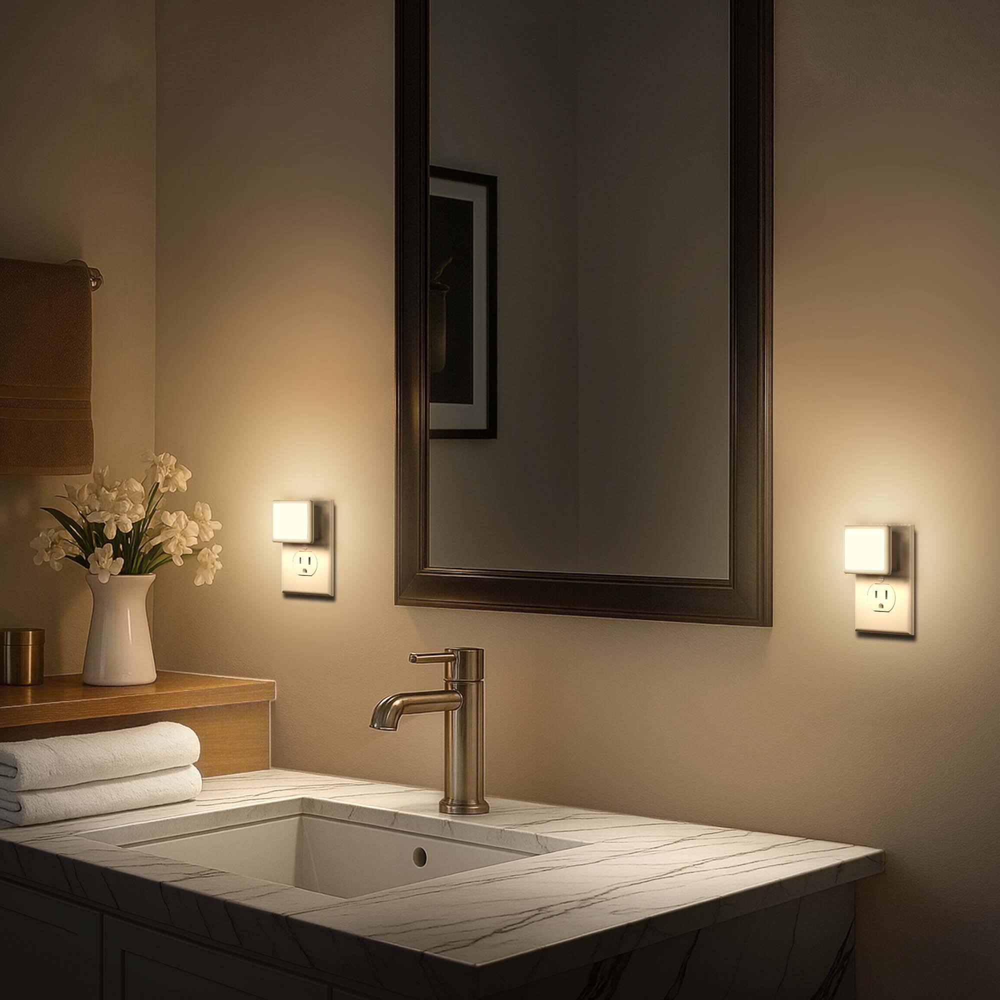 Alt View 4. Jandcase - JANDCASE 2-Pack 0.3W Plug-in Night Light, 3000K Warm Glow, Compact Square Design, Non-, Dusk-to-Dawn Auto Sensor - White.