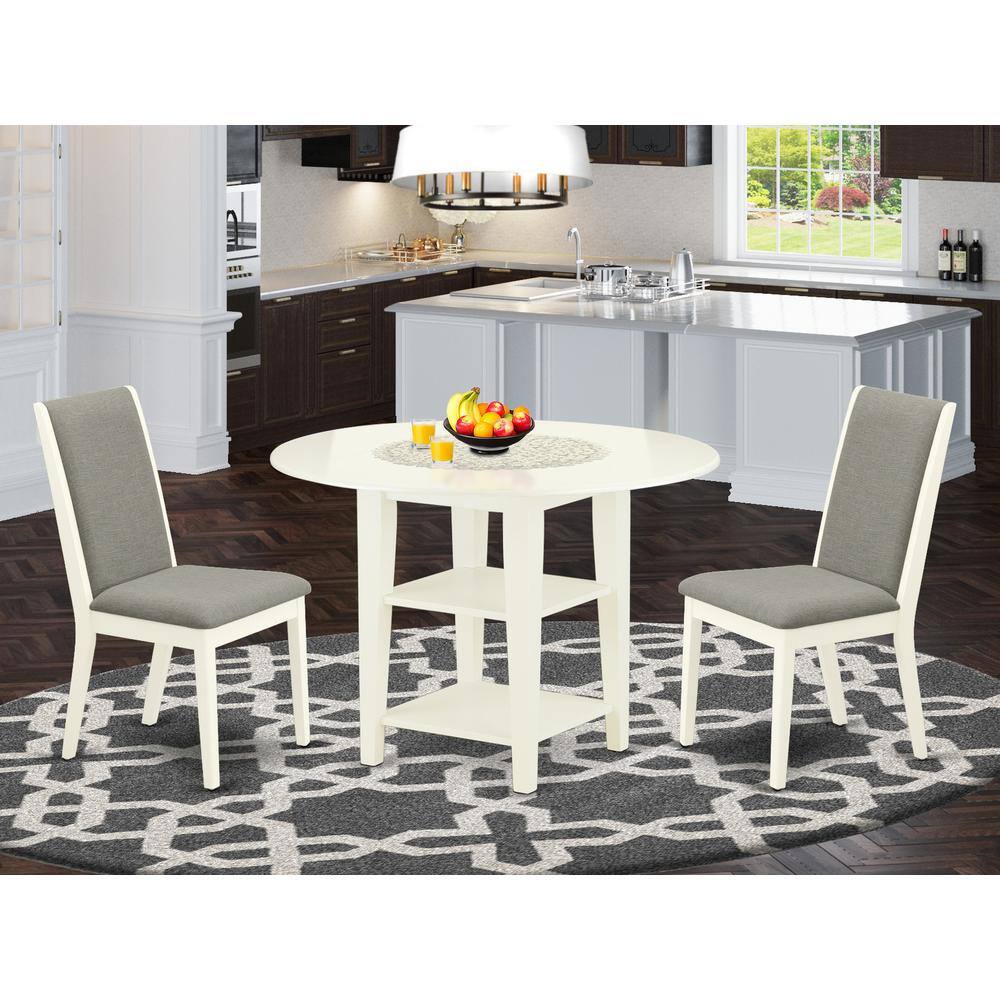 Left. East West Furniture - Dining Room Set Linen White - Brown.