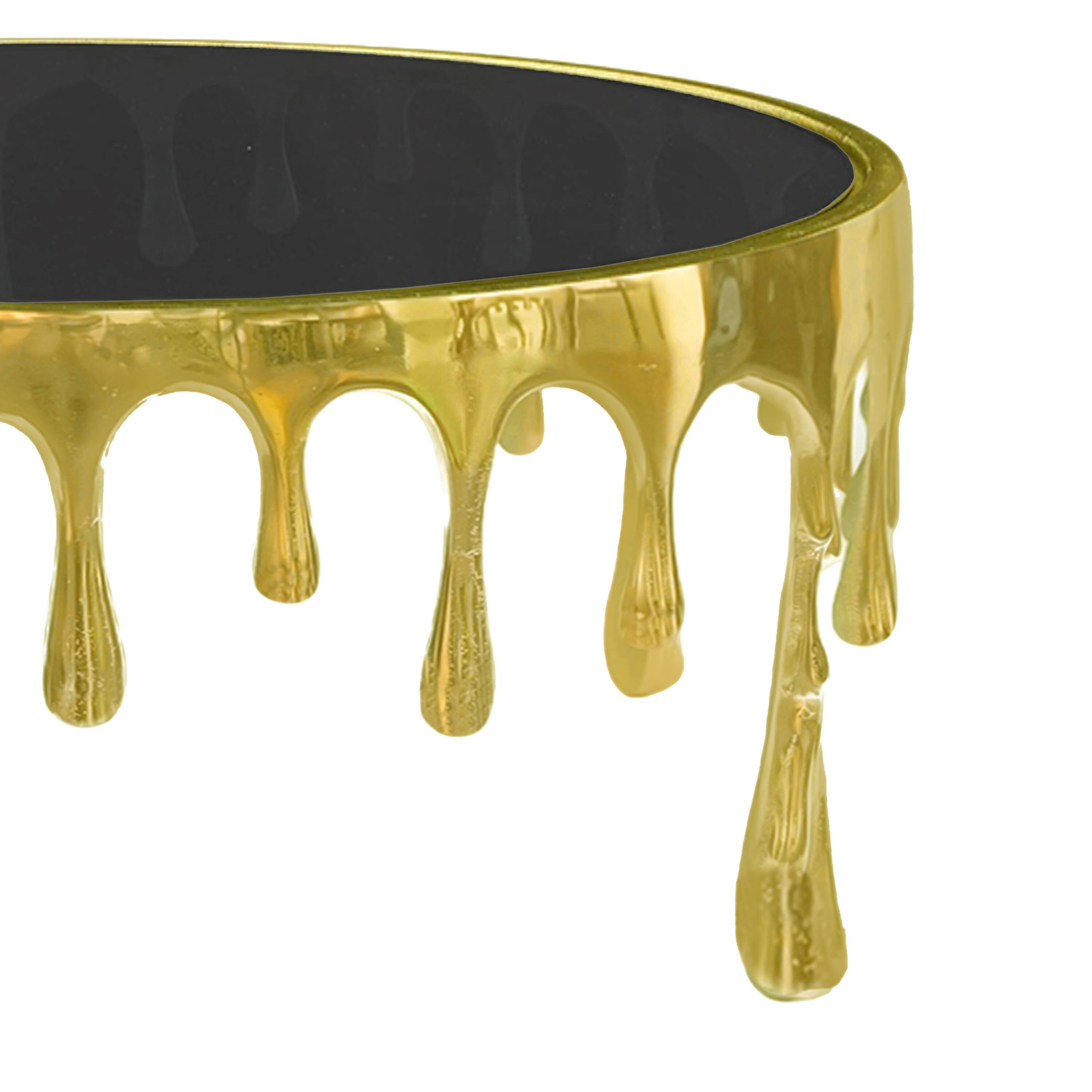 Alt View 3. Manhattan Lane - Capri Coffee Table | 36 Inch Round Glass Top | Melting Drip Design - Gold, Black.