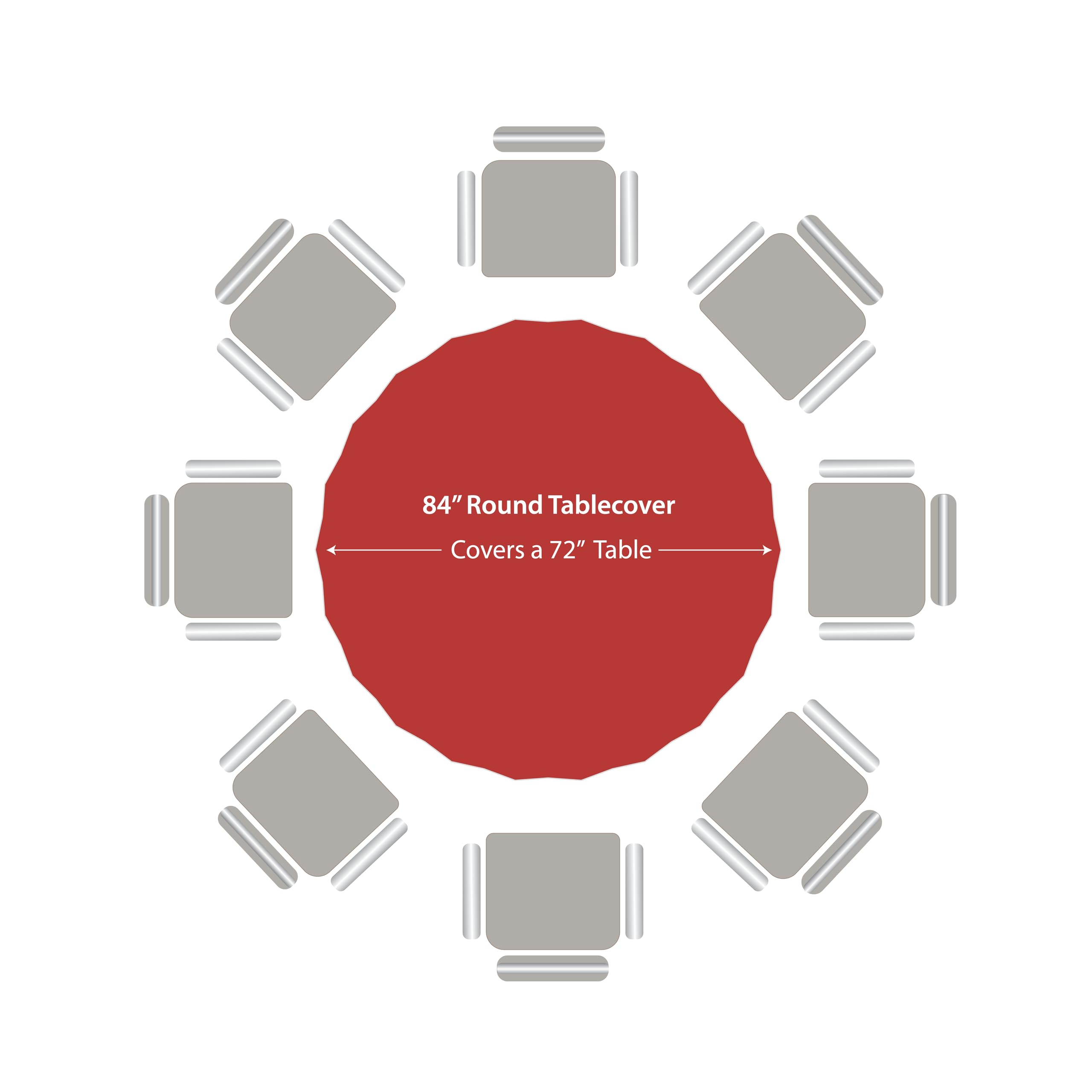 84" Round Tablecover  
Covers a 72" Table