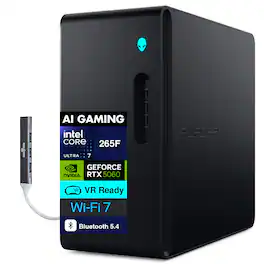 Alienware - Aurora ACT1250 Desktop PC (Intel Ultra 7 265F, 32GB DDR5, 1TB M.2 PCIe SSD, Win 11 Pro) w/USB Hub - Black