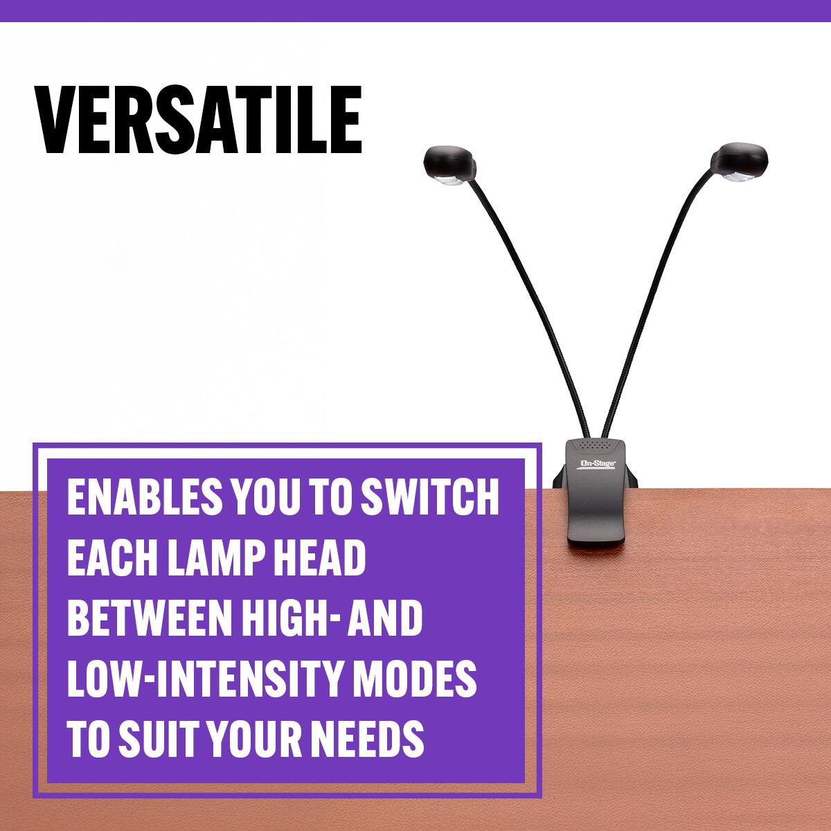 VERSATILE  
ENABLES YOU TO SWITCH EACH LAMP HEAD BETWEEN HIGH- AND LOW-INTENSITY MODES TO SUIT YOUR NEEDS