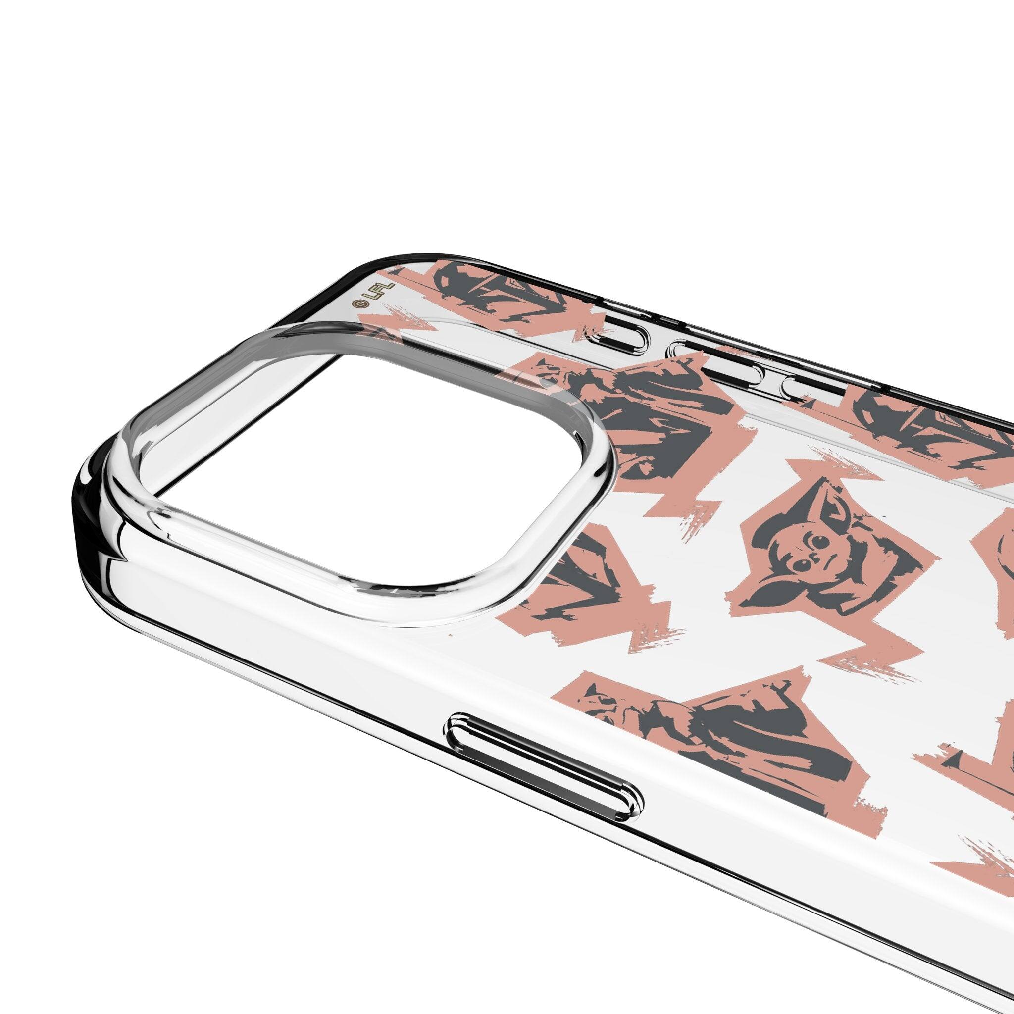 Left. Keyscaper - Star Wars: The Mandalorian Pattern Clear Phone Case - Apple iPhone 16e - Grogu.