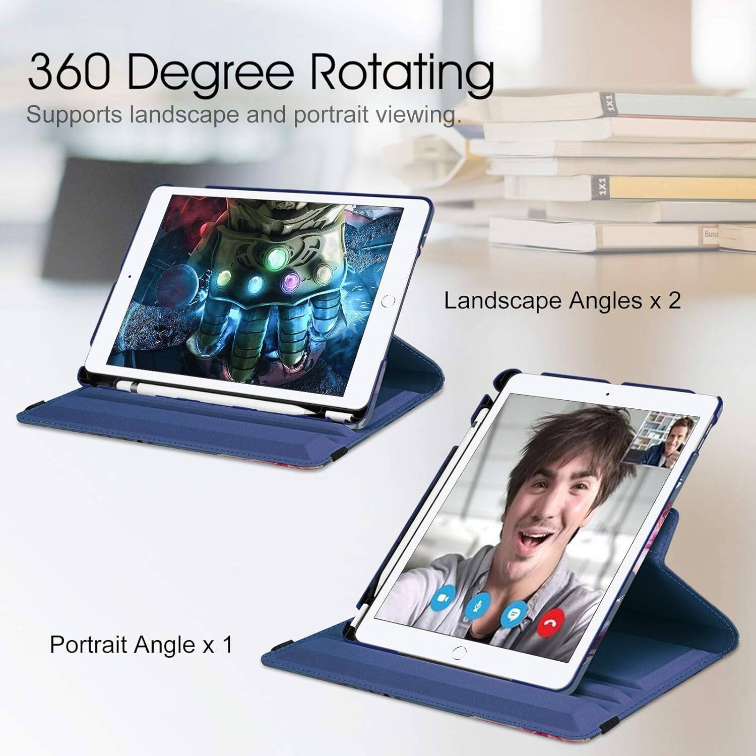 360 Degree Rotating  
Supports landscape and portrait viewing.  
Landscape Angles x 2  
Portrait Angle x 1