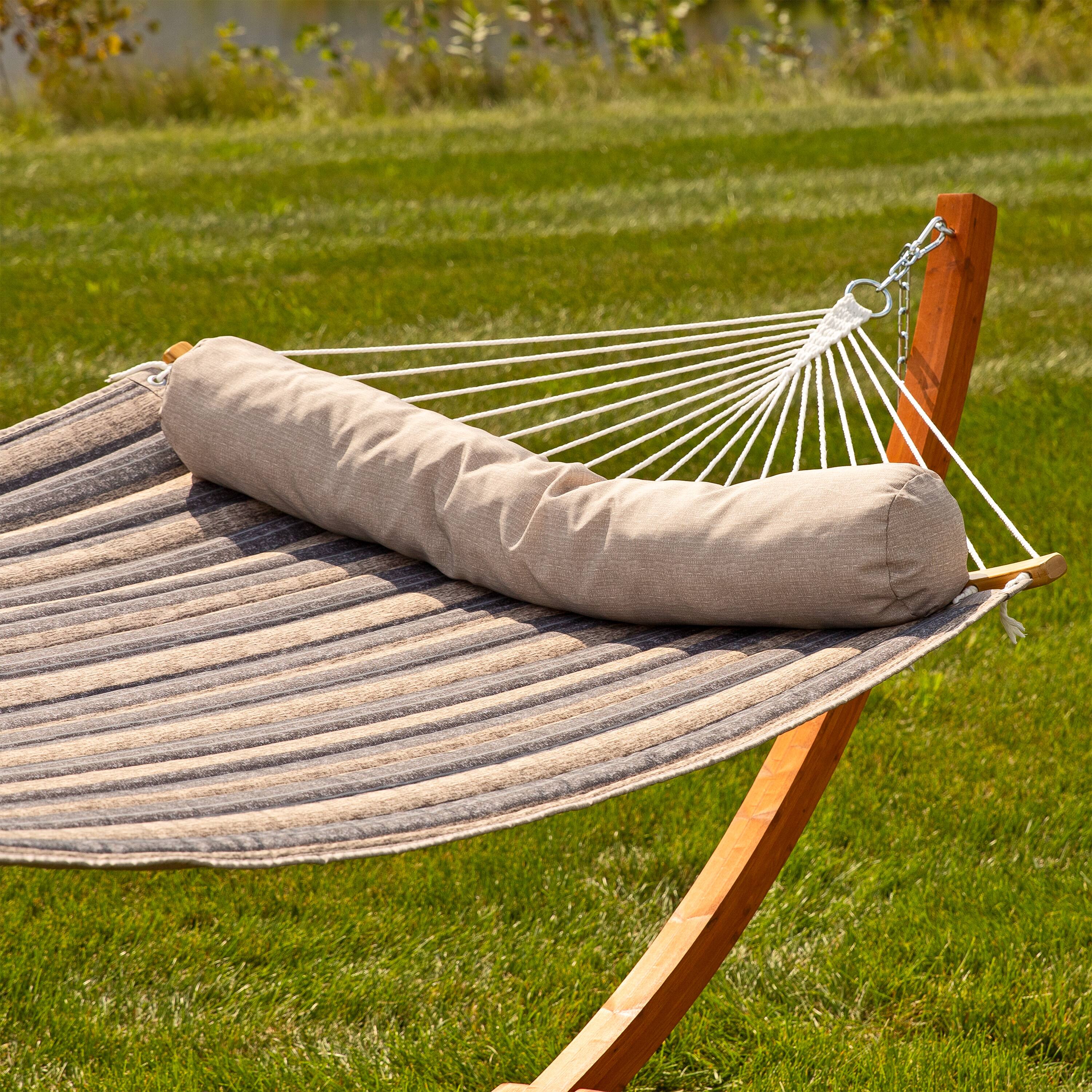Alt View 9. Sunnydaze - Quilted Hammock with Curved Spreader Bar - Mountainside.