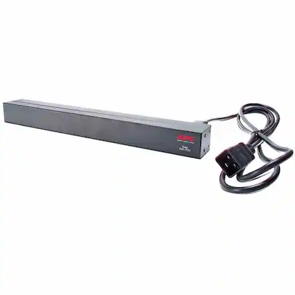 Front. APC - APC NetShelter Basic Rack PDU, 1U, 1 phase, 3.7kW 230V 16A or 3.3kW 208V 16A, 12 C13 outlets, C20 cord - Basic - IEC - Black Powder Coat.