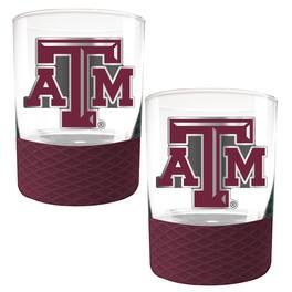 Great American Products - Texas A&M Aggies 2-Pack 14oz. Rocks Glass Set with Silcone Grip - Maroon