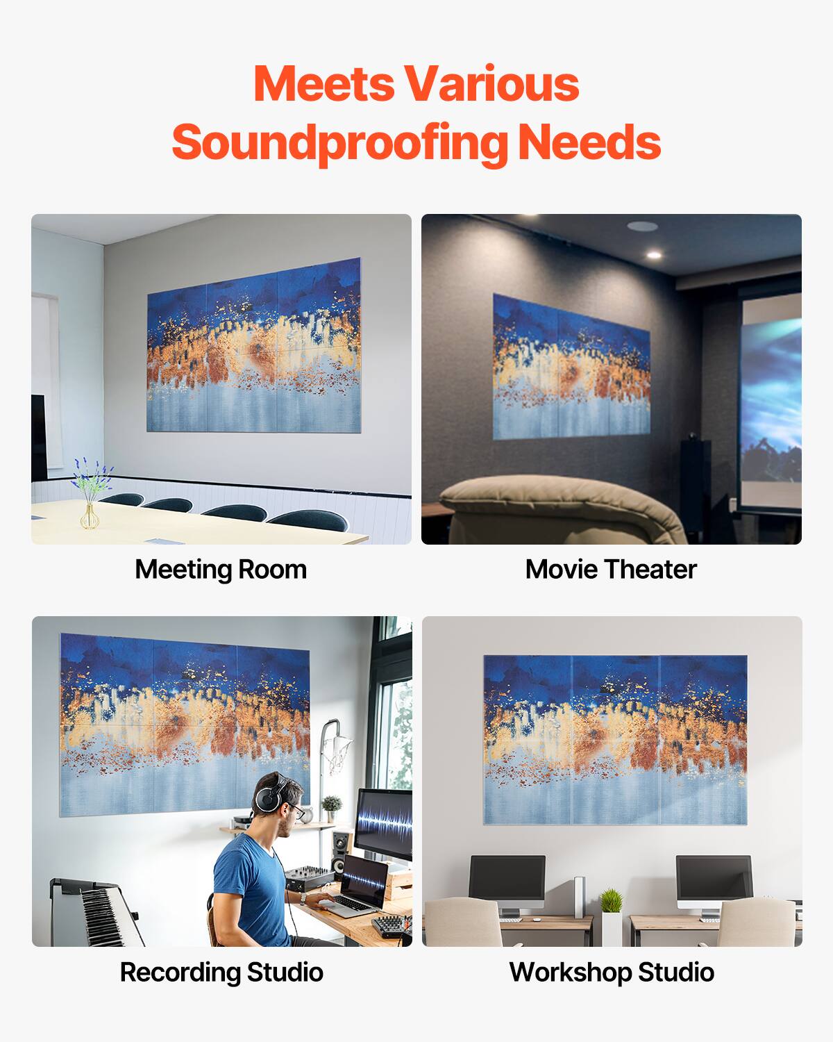 Meets Various Soundproofing Needs

- Meeting Room
- Movie Theater
- Recording Studio
- Workshop Studio