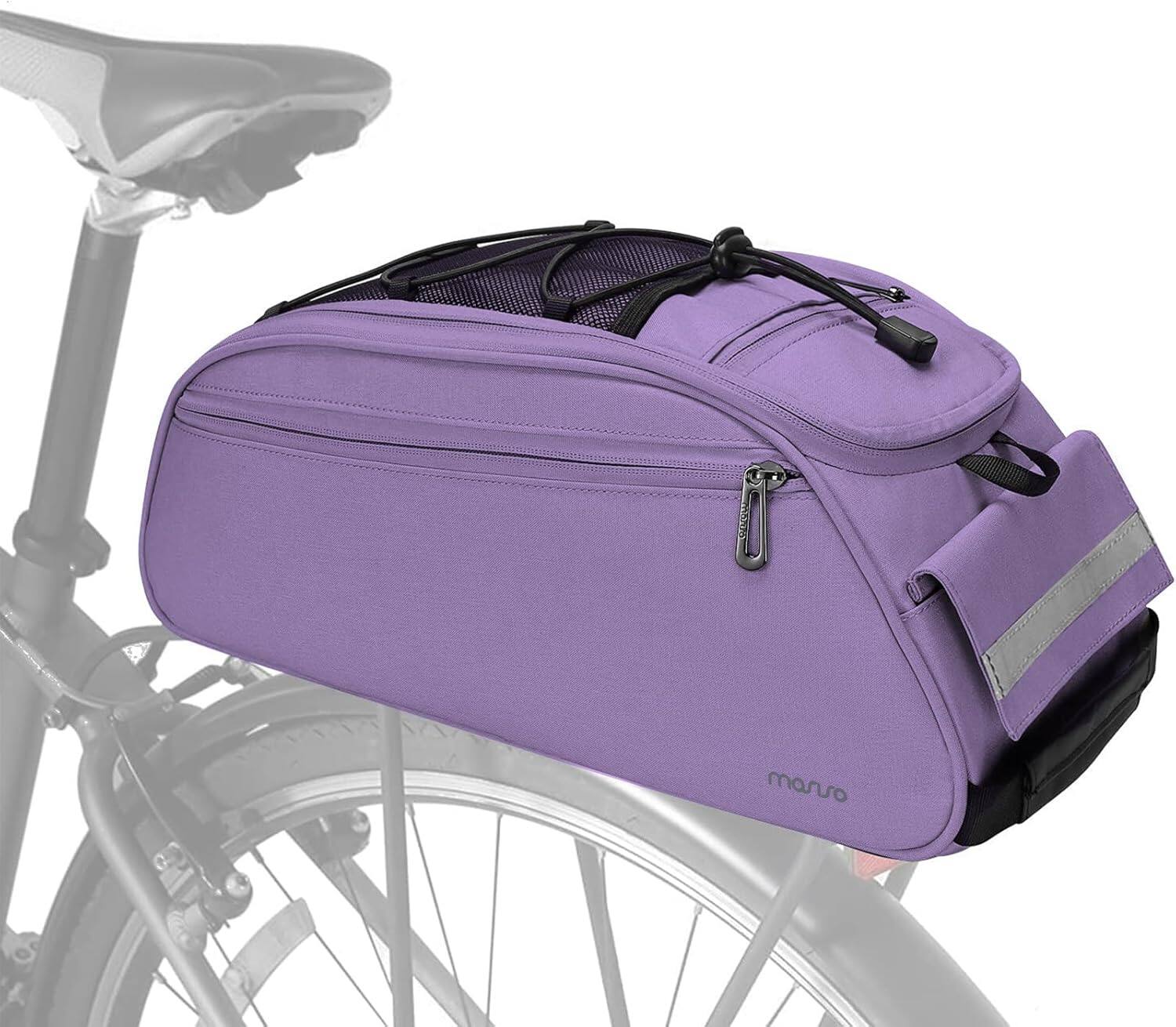 Angle. mosiso - Bike Rack Bag Waterproof Bicycle Trunk Pannier  Cycling Bike Carrier Backseat Storage Luggage Saddle Shoulder Bag - Purple.