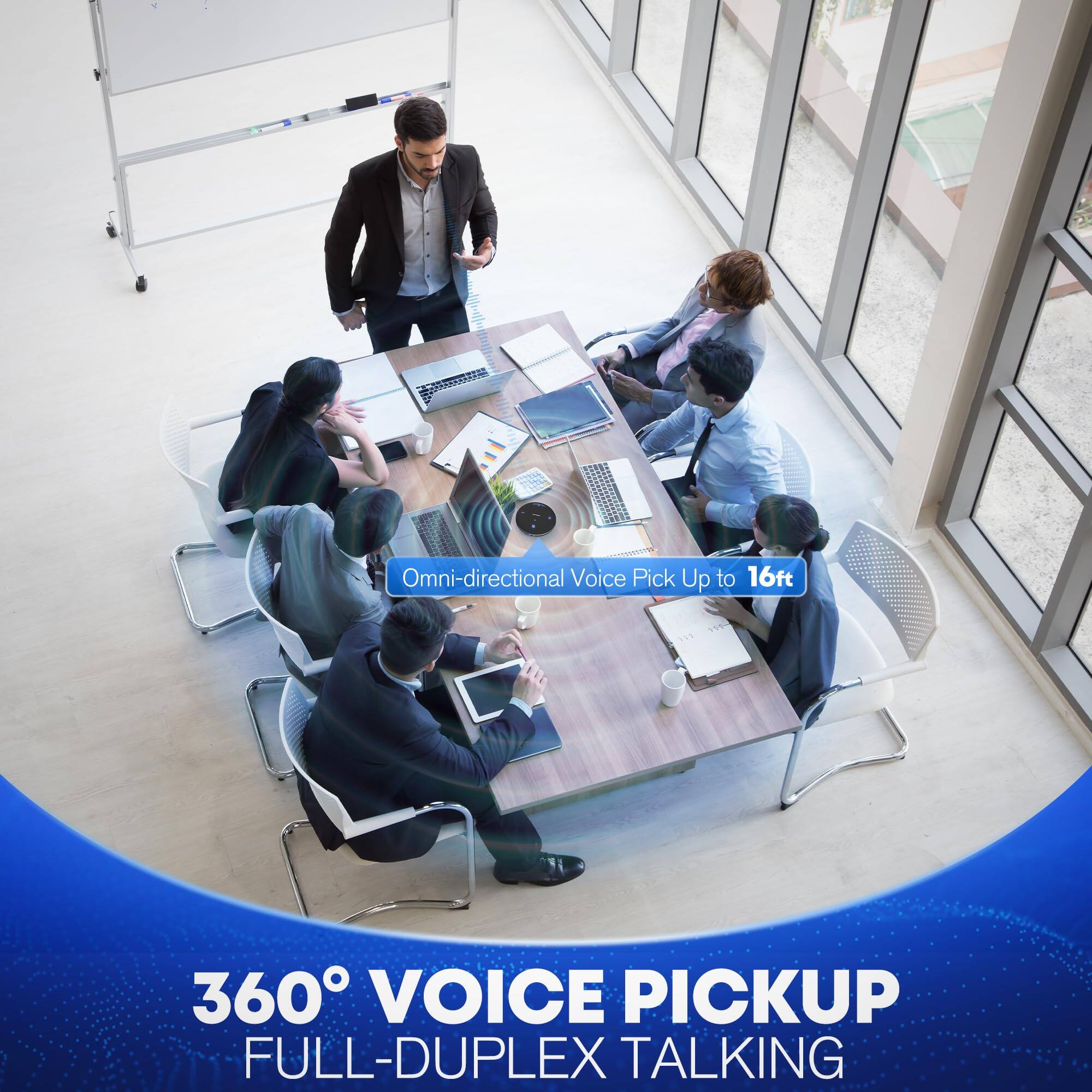 Omni-directional Voice Pick Up to 16ft

360° VOICE PICKUP
FULL-DUPLEX TALKING
