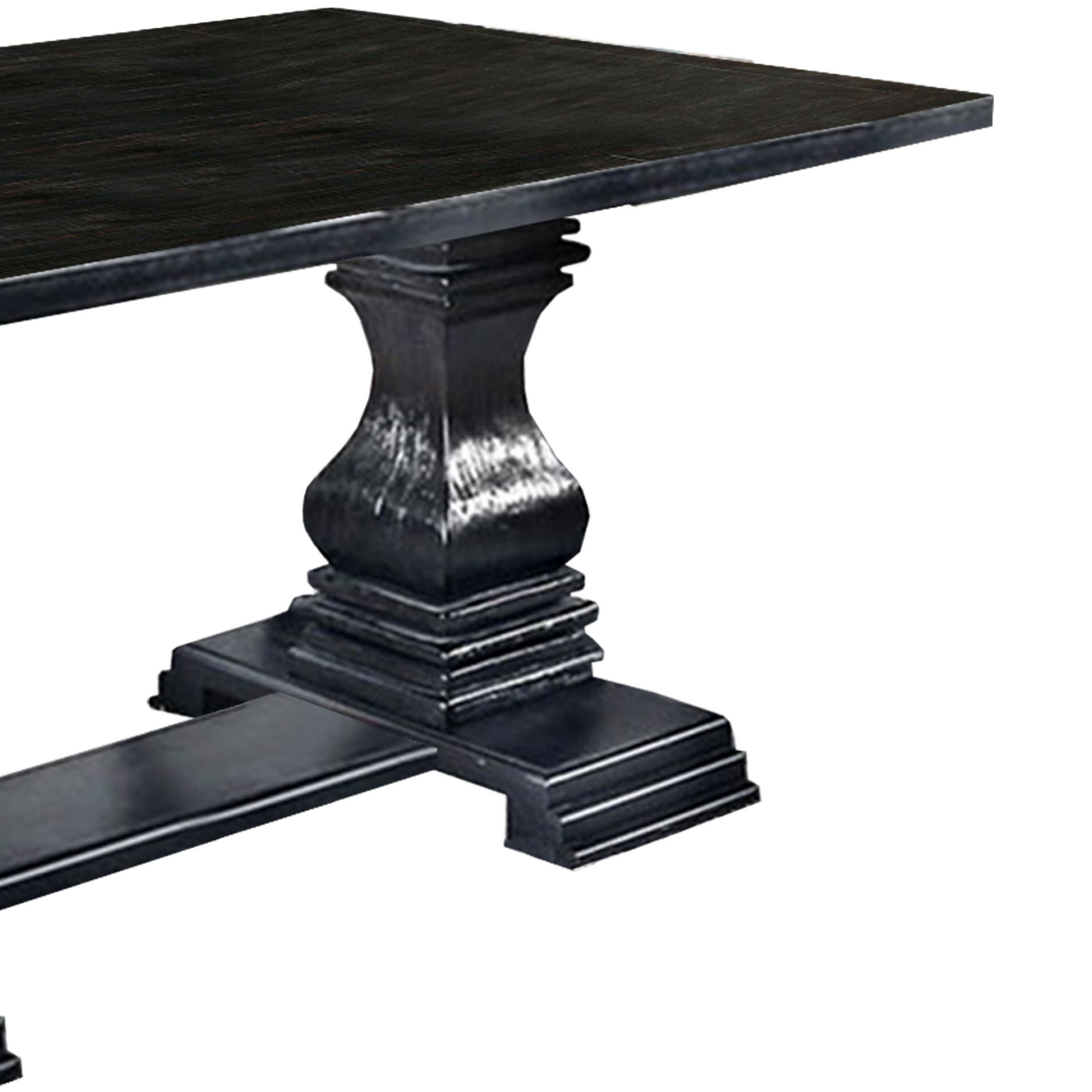 Alt View 2. Manhattan Lane - Transitional Style Dining Table with Trestle Base, Antique Black - Black.