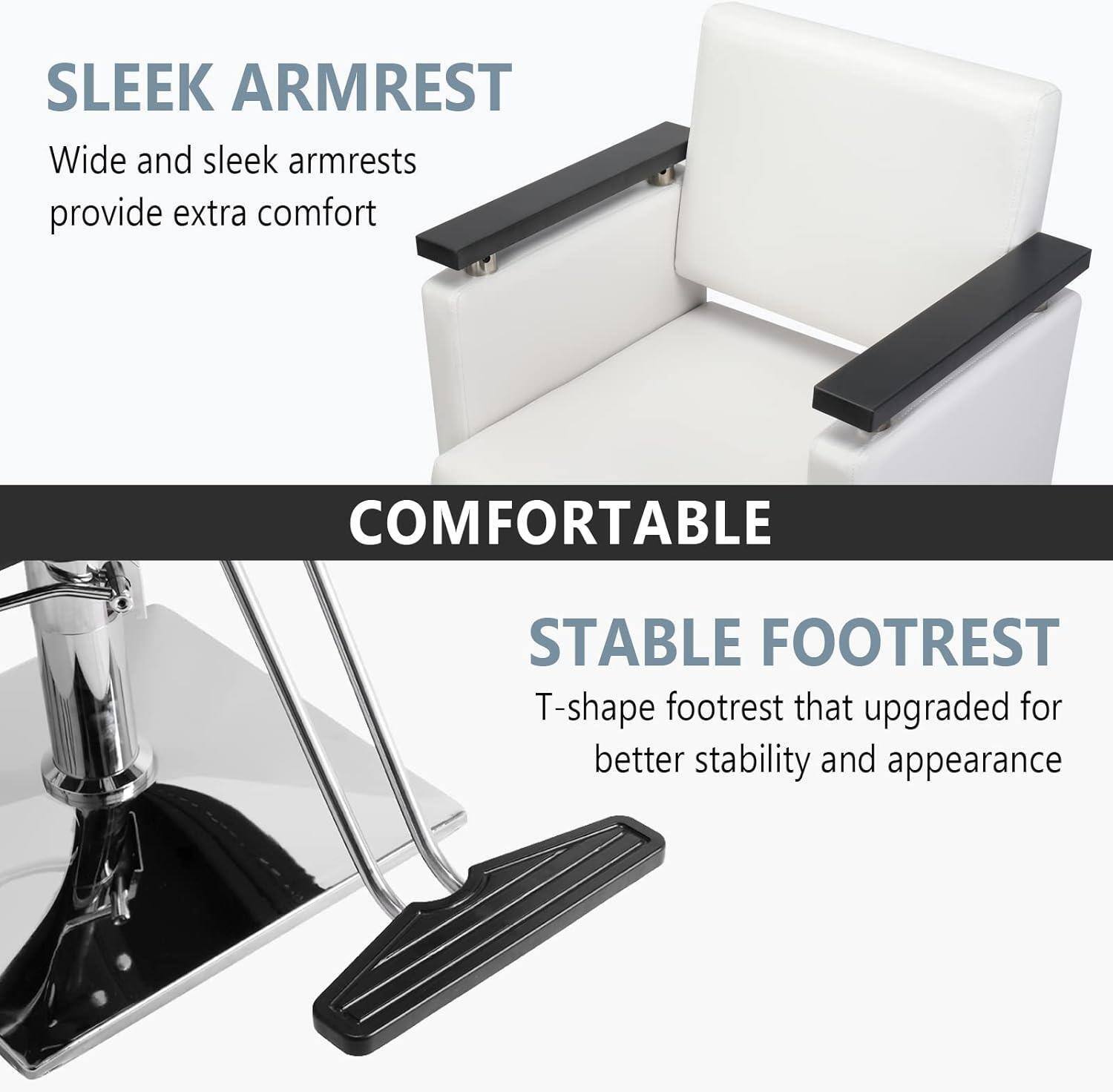 SLEEK ARMREST  
Wide and sleek armrests provide extra comfort  

COMFORTABLE  

STABLE FOOTREST  
T-shape footrest that upgraded for better stability and appearance
