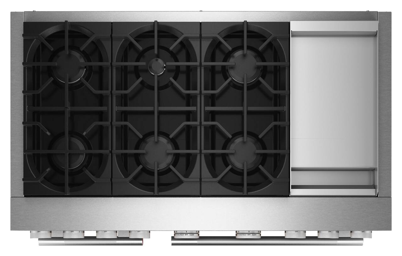 Alt View 12. KitchenAid - 6.3 Cu. Ft. Freestanding Dual Fuel Range with Griddle and 6 Burners - Stainless Steel.