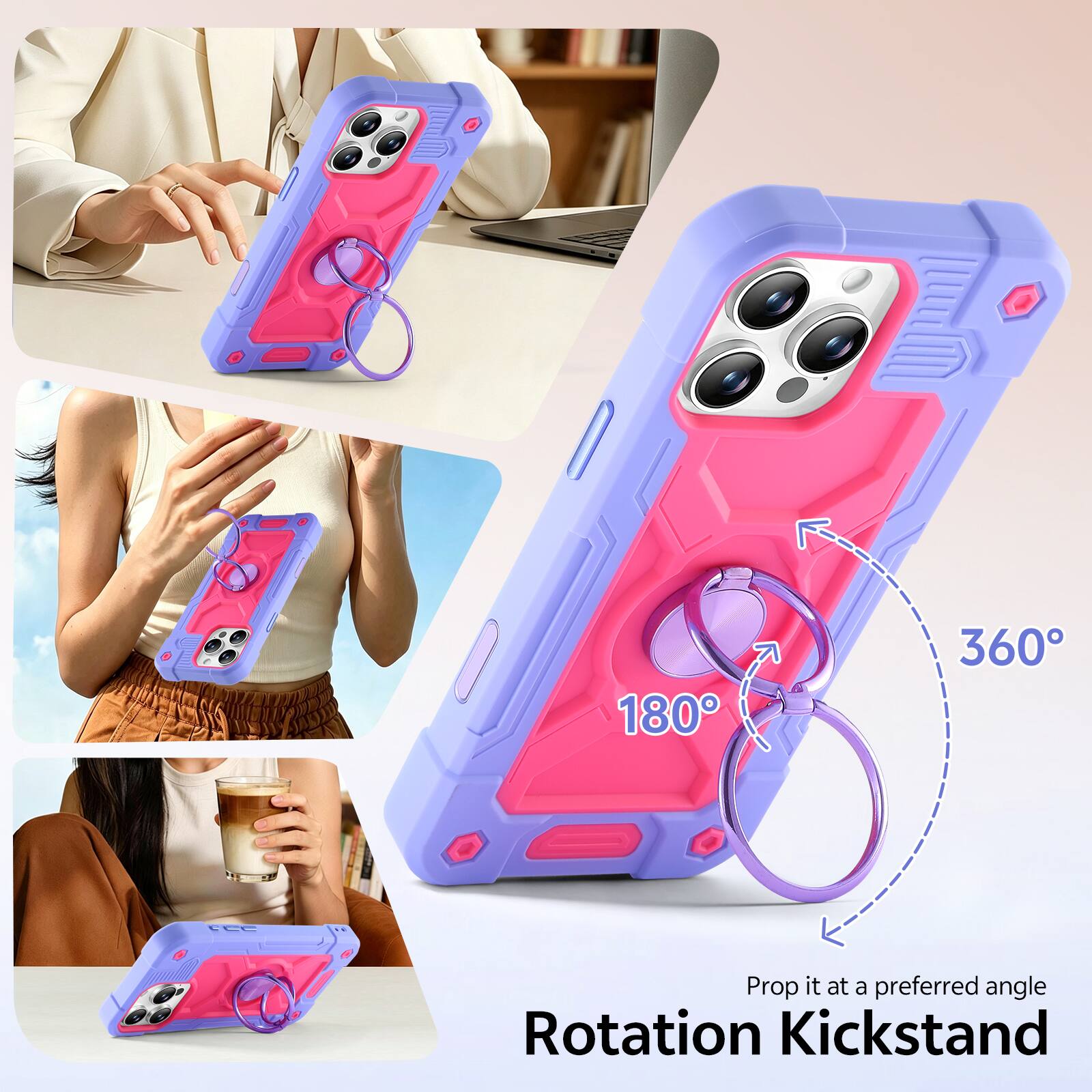 180° 360° Rotation Kickstand - Prop it at a preferred angle