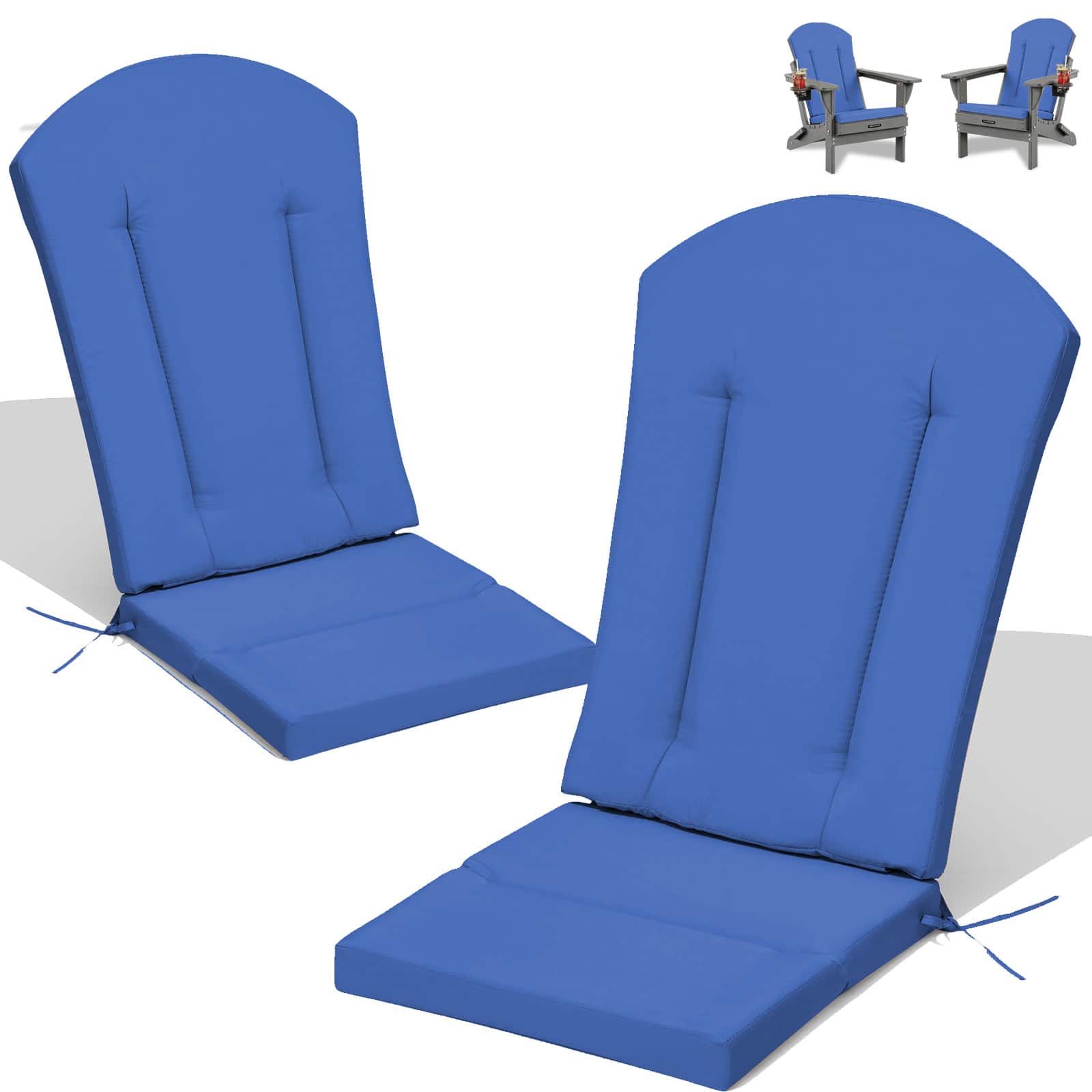 Chateau Abodes - Adirondack Chair Cushions, Outdoor Rocking Chair Cushions Waterproof & Fade Resistant for Outdoor Patio - Blue-2 Pieces