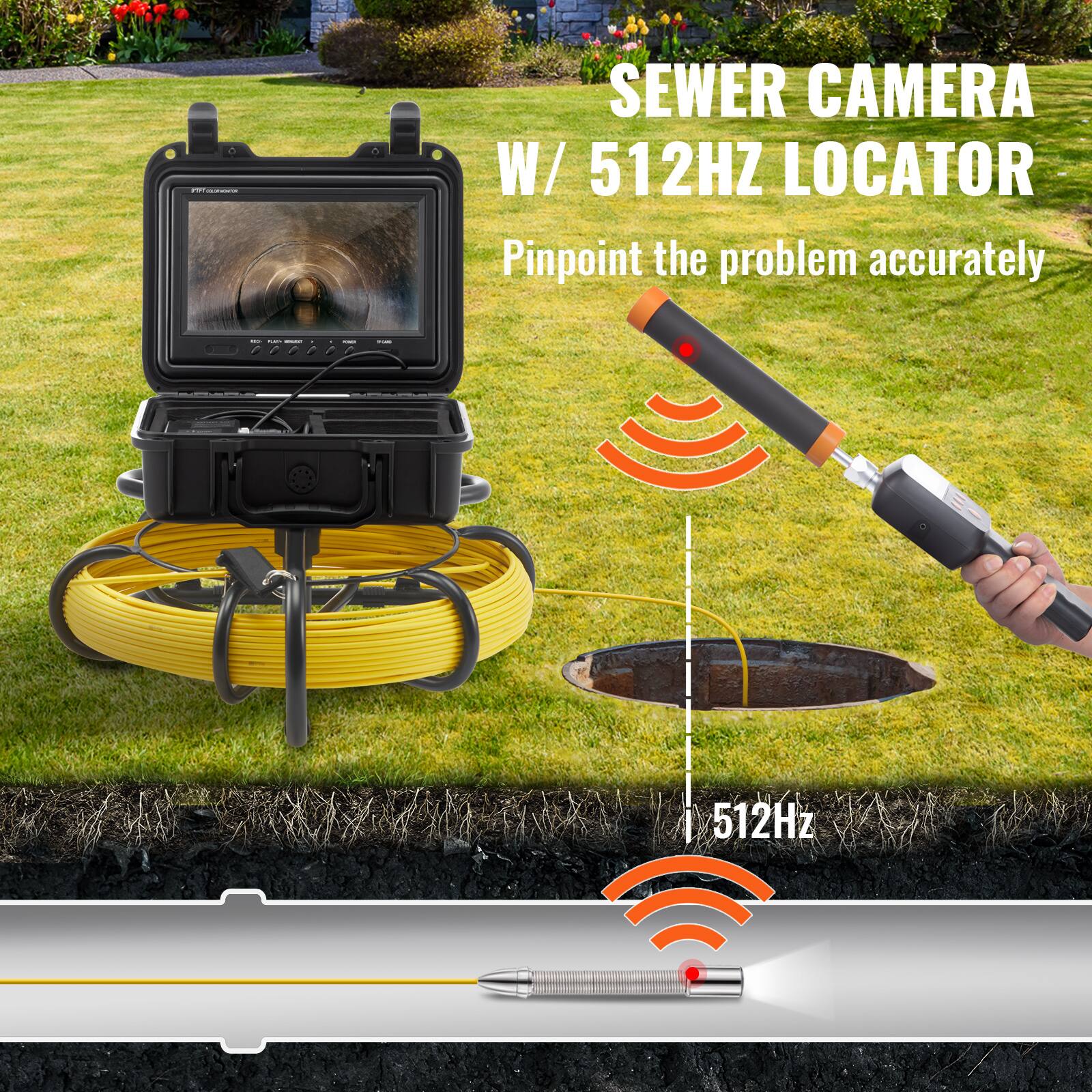 SEWER CAMERA W/ 512HZ LOCATOR  
Pinpoint the problem accurately  
512Hz
