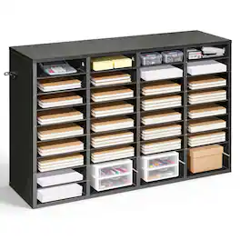 VEVOR - Literature Organizer, 36 Compartments Office Mailbox with Detachable Shelves, Wooden Mailbox Sorter with Particle Board - Black