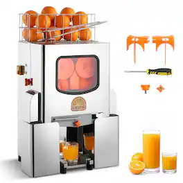 VEVOR - Commercial Orange Juicer Machine, 120W Electric Orange Juice Press, Stainless Steel Orange Squeezer for 20 per Minute - Orange;Silver