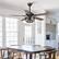 Alt View 1. Parrot Uncle - 52" Industrial Wood 5-Blade 3-Light Metal Ceiling Fan with Remote - Black.