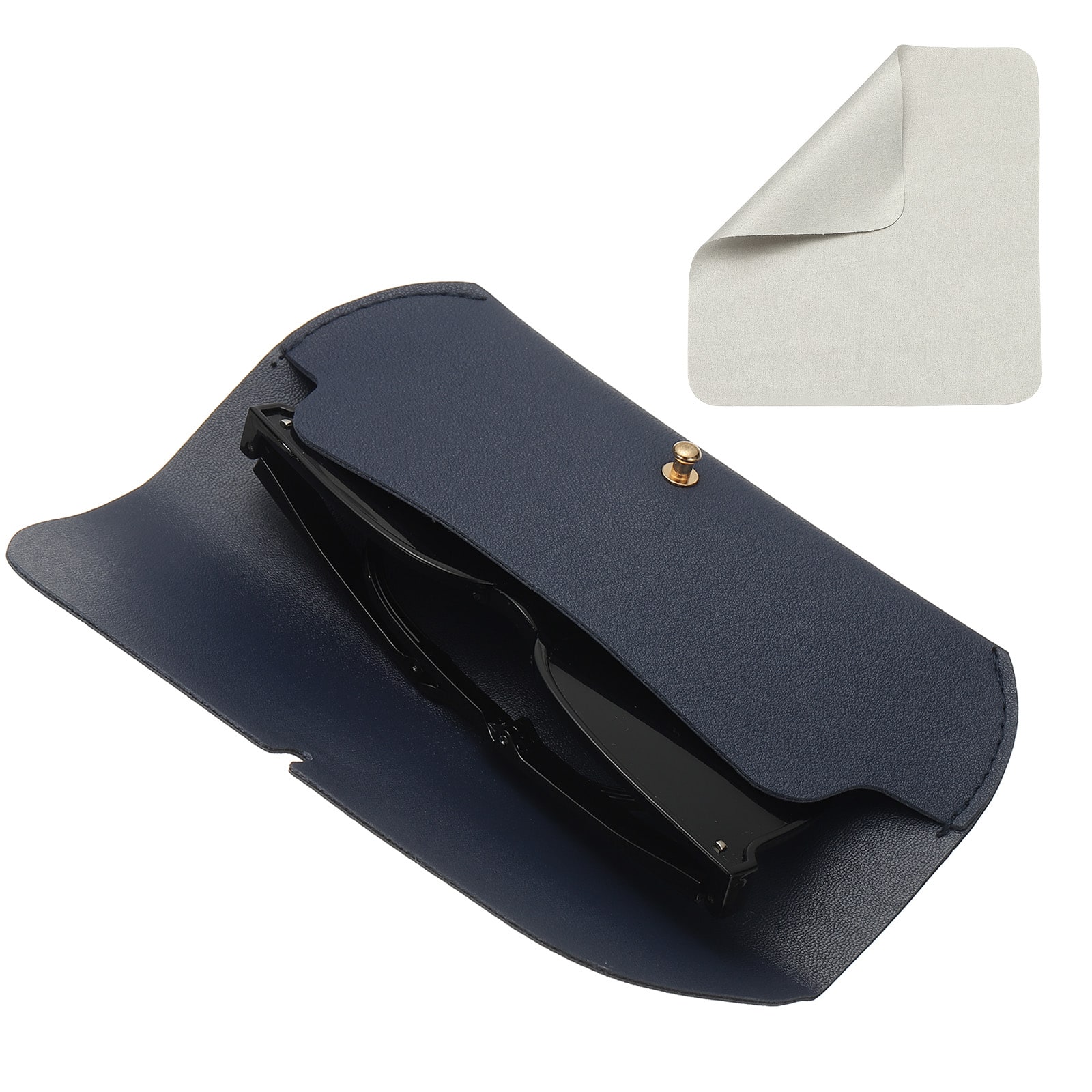 "Unique Bargains - Leather Eyeglass Case 7.1x1.2x2.9"" Portable Pouch with Strap & Cleaning Cloth - Blue" price history on PriceWatchPro