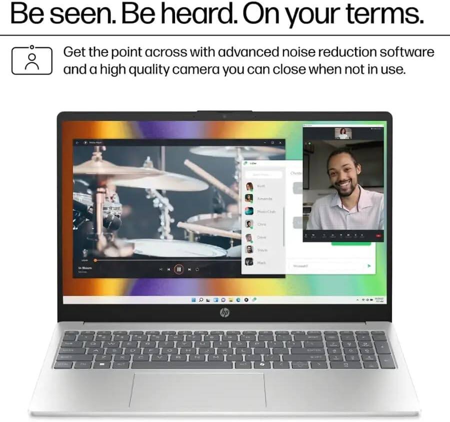 Be seen. Be heard. On your terms. Get the point across with advanced noise reduction software and a high quality camera you can close when not in use.