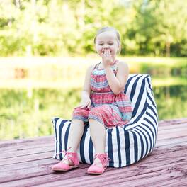 Jaxx - Juniper Jr Outdoor Kids Bean Bag Chair / Childrens Garden Chair - Navy Stripes