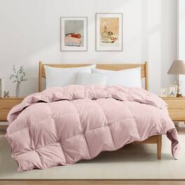 Peace Nest - Lightweight Summer White Goose Down Feather Fiber Comforter Duvet Insert - King - Pink