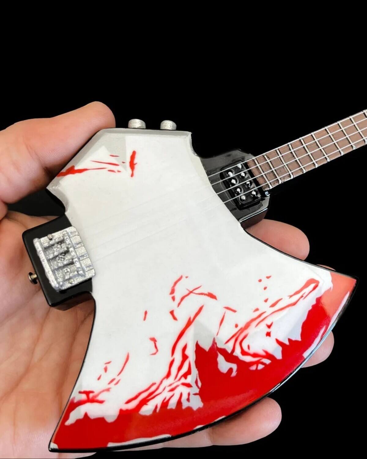 Alt View 1. Axe Heaven - Gene Simmons - Axe Heaven Signature Blood Axe Mini Bass Guitar Replica Collectible GS-332   - Collectibles - Multicolor.