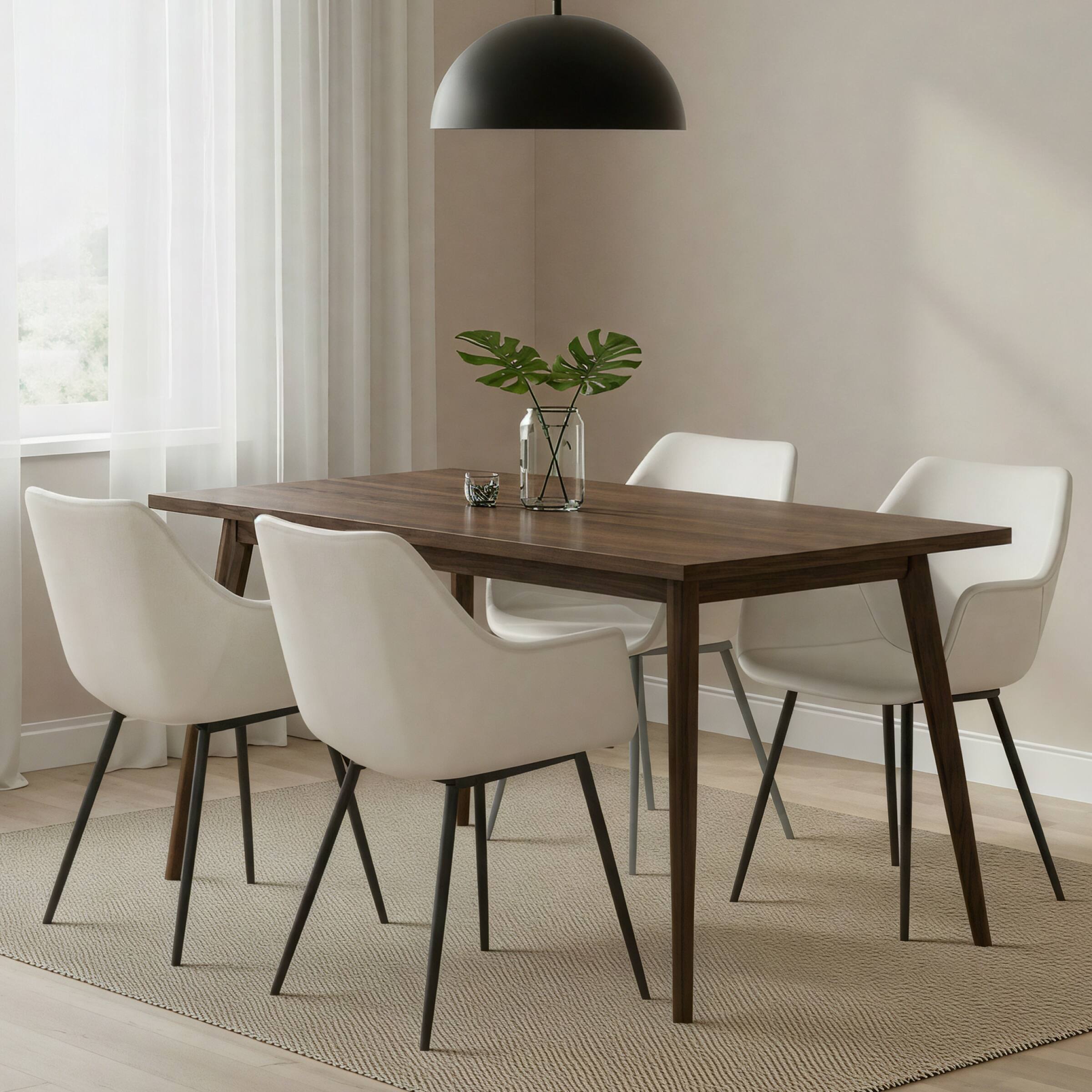 Back. LeisureMod - Markley Modern Distressed Leather Dining Chair with Iron Legs - Cream.