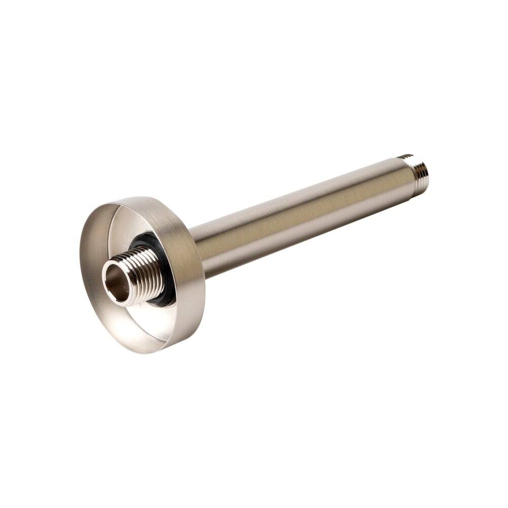 Angle. Alfi - Brushed Nickel 6" Round Ceiling Shower Arm - Silver.