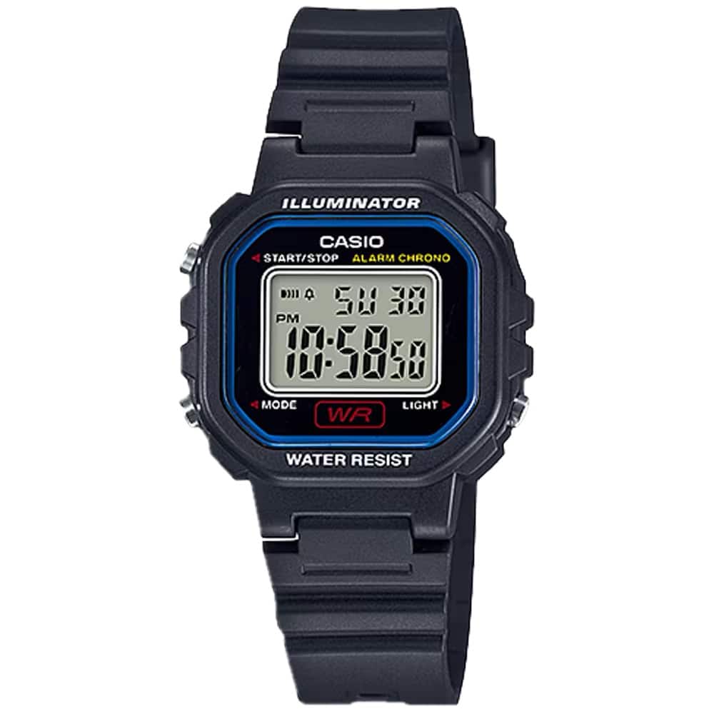 Casio - Women's Illuminator Digital Watch with Colorful Case - LA-20WH-1CCF - Black