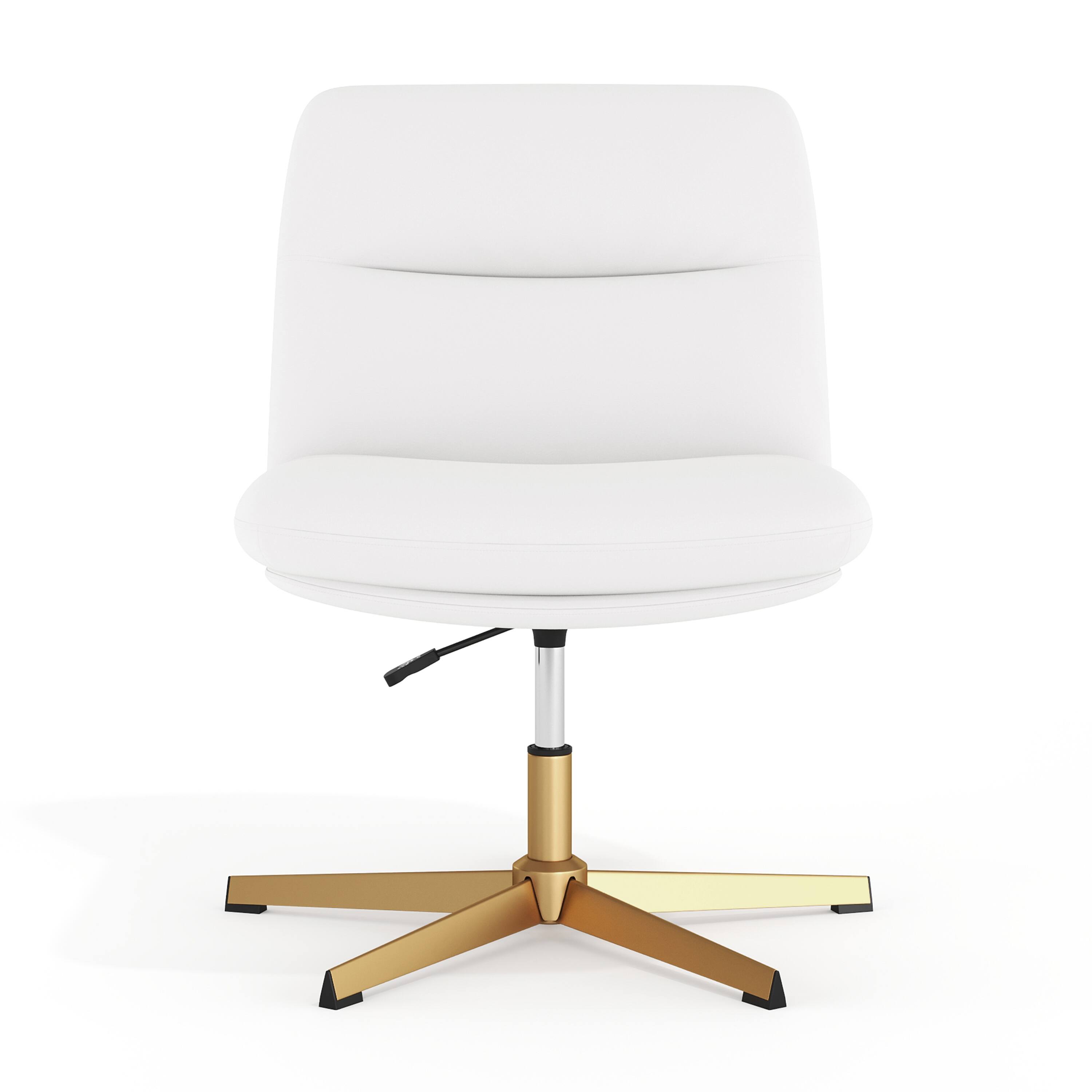Angle. Flash Furniture - Chloe Commercial Wide Mid-Back White Padded LeatherSoft Armless Stationary Task Office Chair with Adjustable Height, Swi - White.