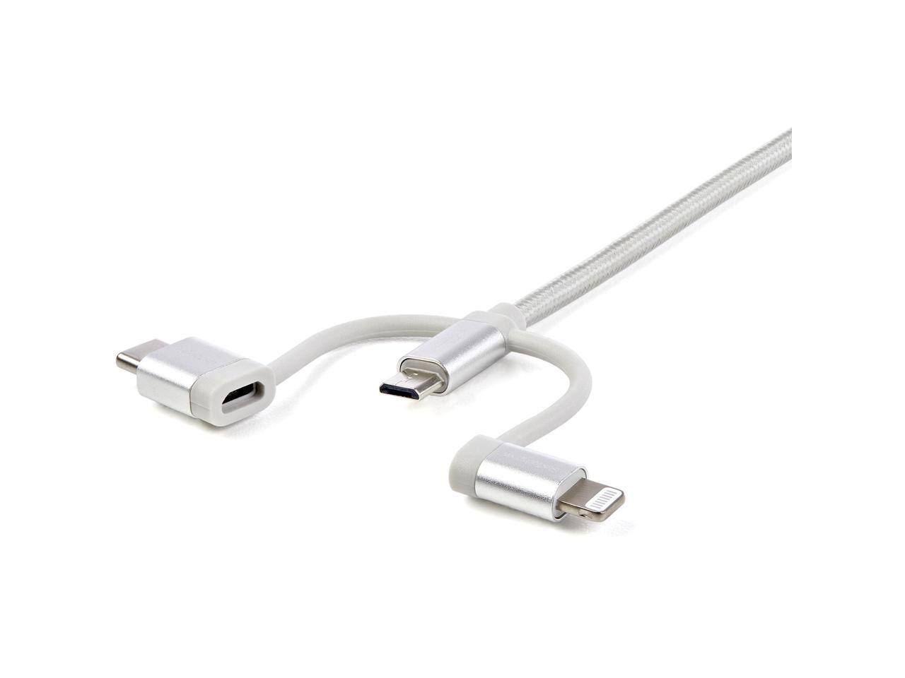 Alt View 4. StarTech.com - StarTech 6ft USB 3-in-1 Charging Cable - Lightning/USB-C/Micro-USB, Braided, MFi Certified.