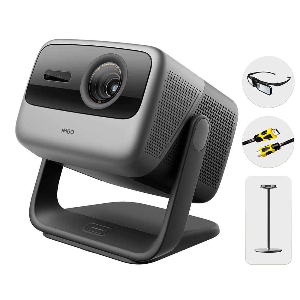 JmGO - N1S Ultimate 4K UHD Triple Laser Projector with Floor Stand Google TV 3300 ISO Lumens Dolby Audio WiFi6 Home Cinema - Dark Gray