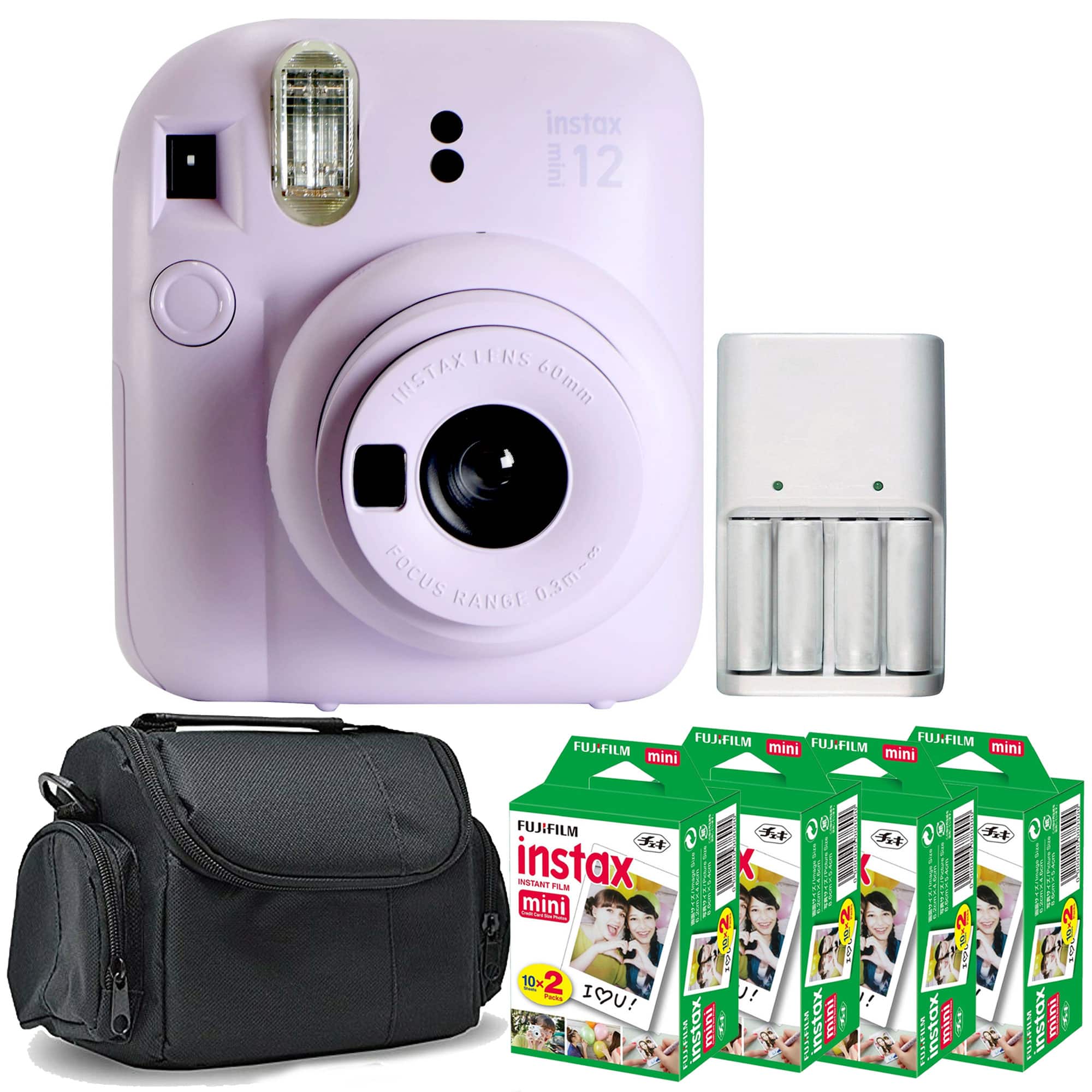 Fujifilm - INSTAX MINI 12 Instant Film Camera (Lilac with 4x Film Bundle - Purple