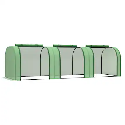 Front. Outsunny - 10' x 3' x 2.5' Mini Greenhouse, Portable Tunnel Green House with Roll-Up Zippered Doors, UV Waterproof Cover - Green.