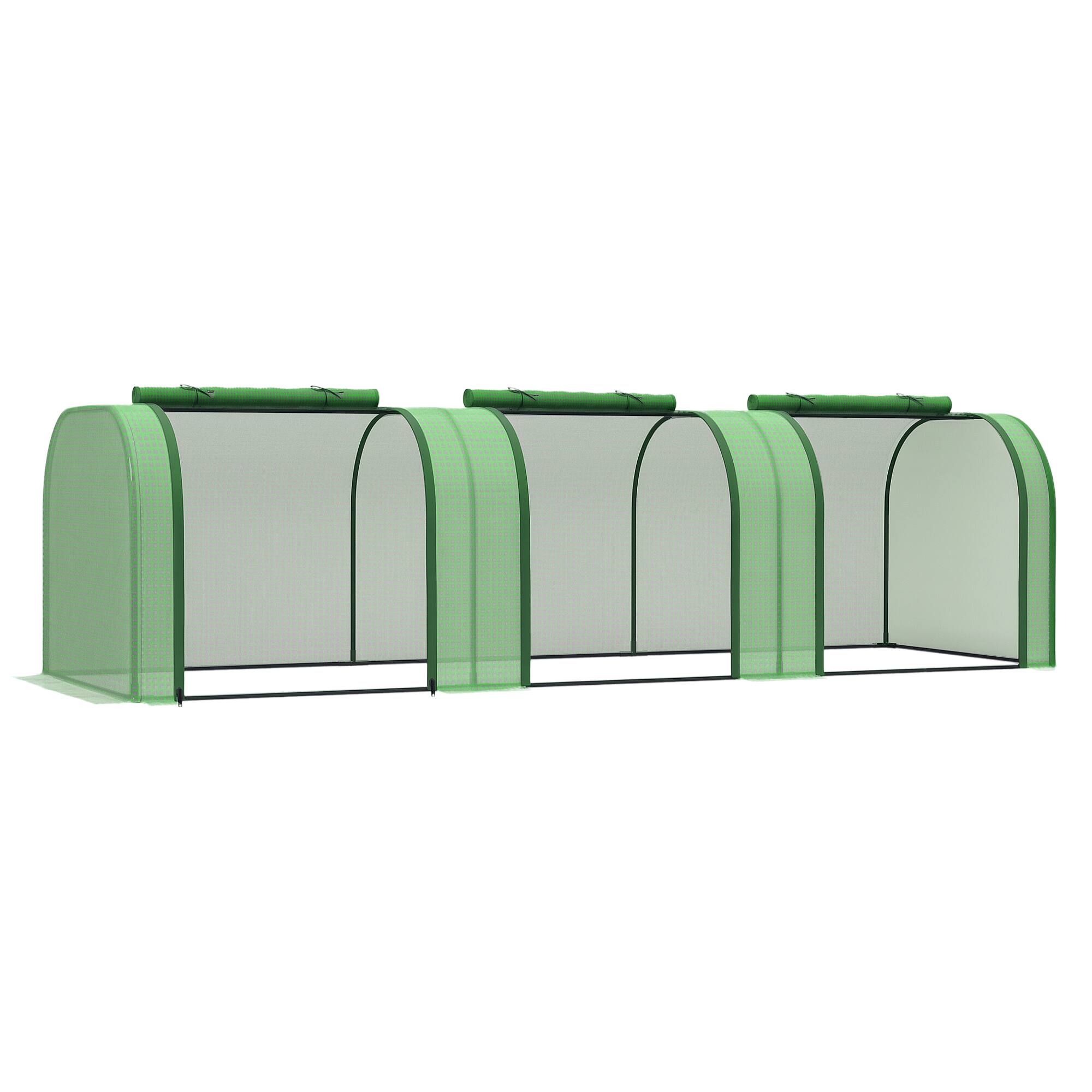 Front. Outsunny - 10' x 3' x 2.5' Mini Greenhouse, Portable Tunnel Green House with Roll-Up Zippered Doors, UV Waterproof Cover - Green.