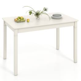 Gymax - 48'' Wooden Dining Table for 4 People w/ Rubber Wood Legs Rectangular Table White - Cream White