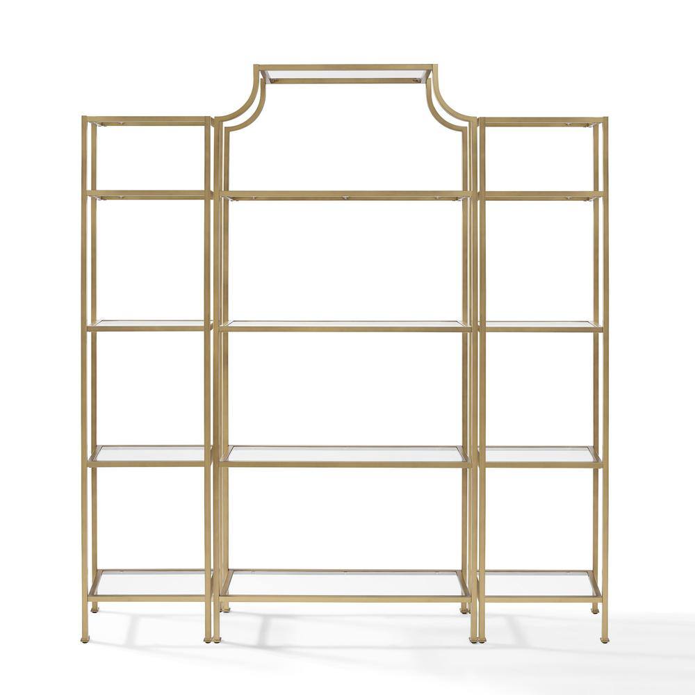 Back. Crosley Furniture - Aimee 3-Piece Etagere Bookcase Set - Large Etagere & 2 Narrow Etageres - Soft Gold.