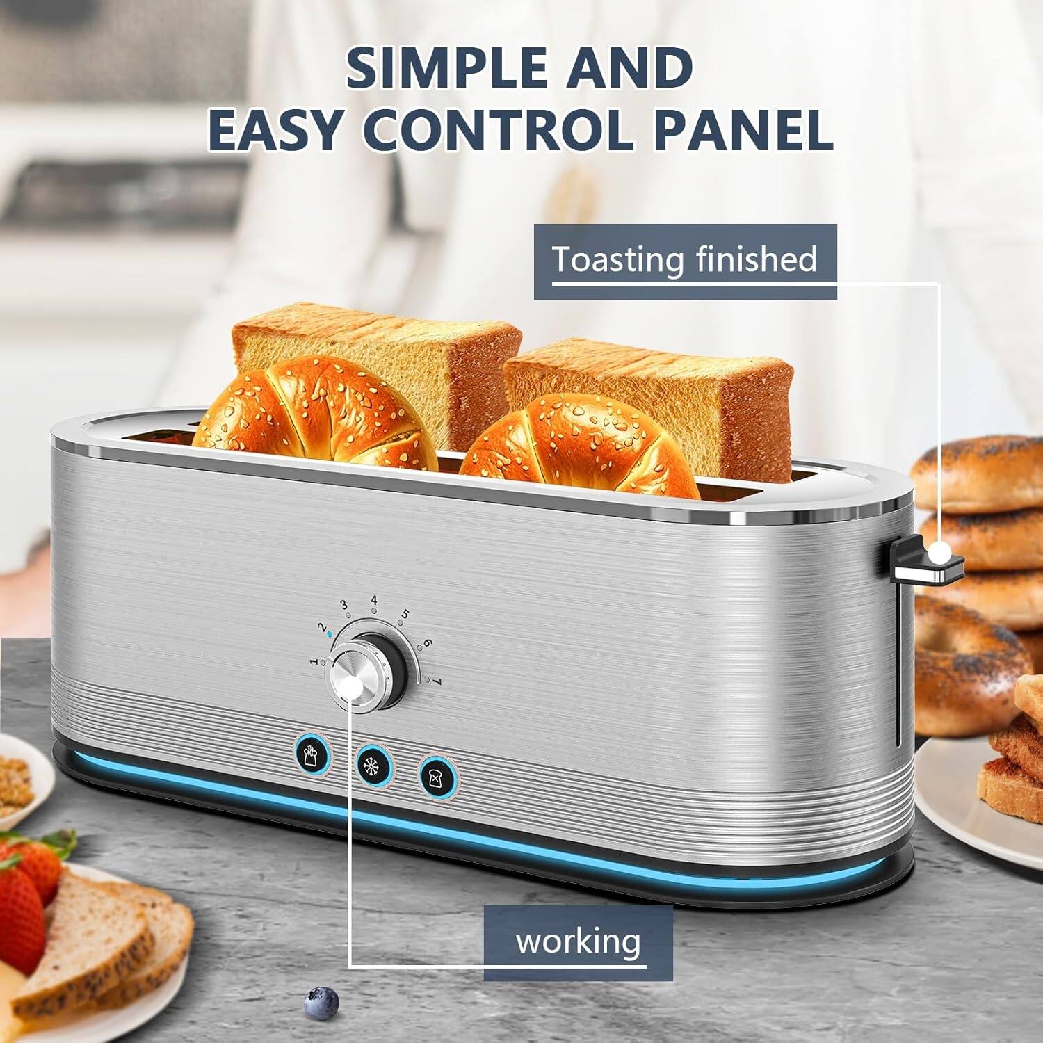 SIMPLE AND EASY CONTROL PANEL

Toasting finished

working