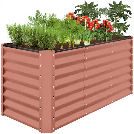 Front. Best Choice Products - Best Choice Products 4x2x2ft Outdoor Metal Raised Garden Bed for Vegetables Flowers Herbs - Terracotta - Terracotta.