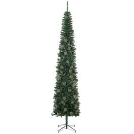 Homcom - Pencil Artificial Christmas Tree, Slim Pine Needles, Realistic Branches, Pine Cones, Metal Base - Green