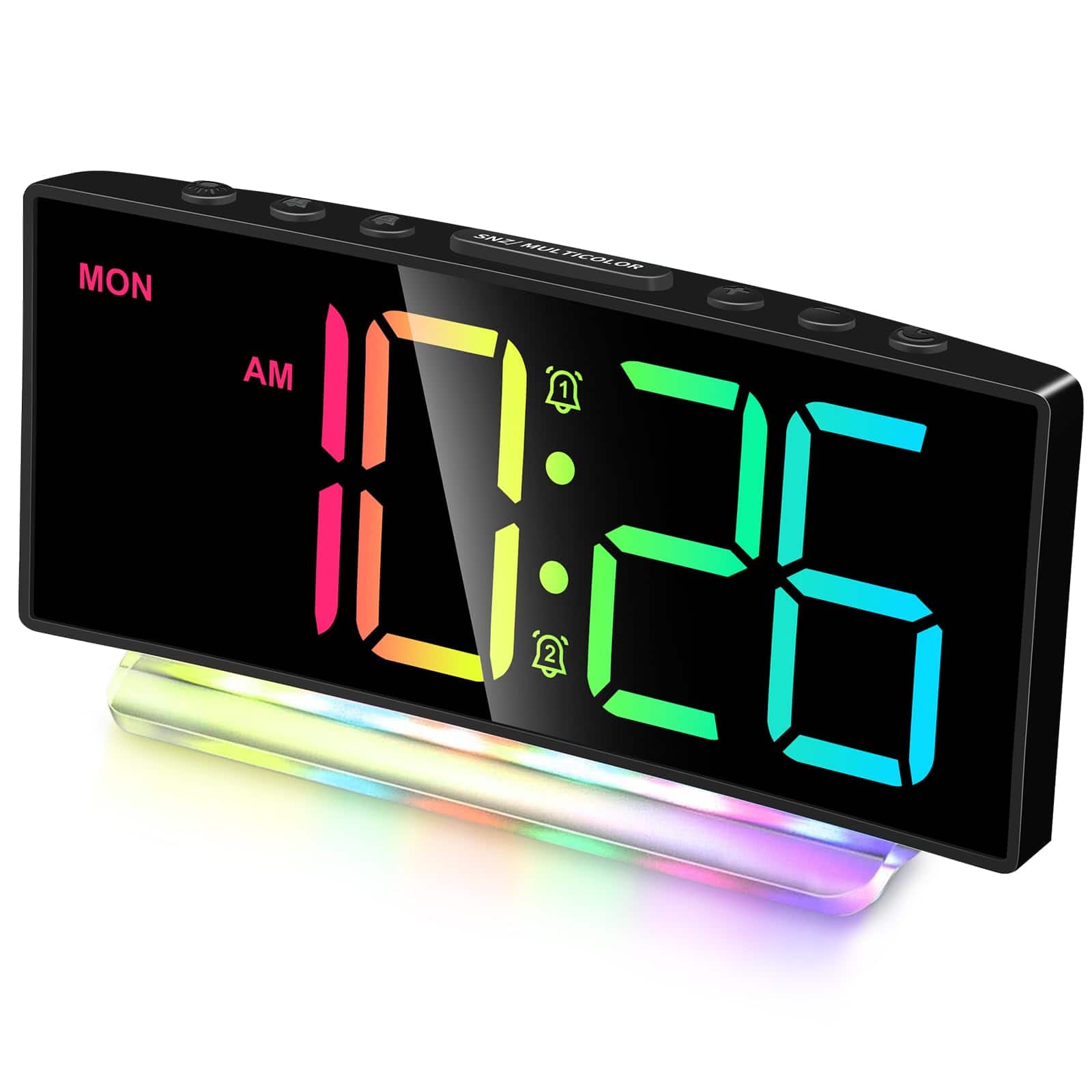 Dazzed Corner - Digital Alarm Clock, Dual Alarms - Black