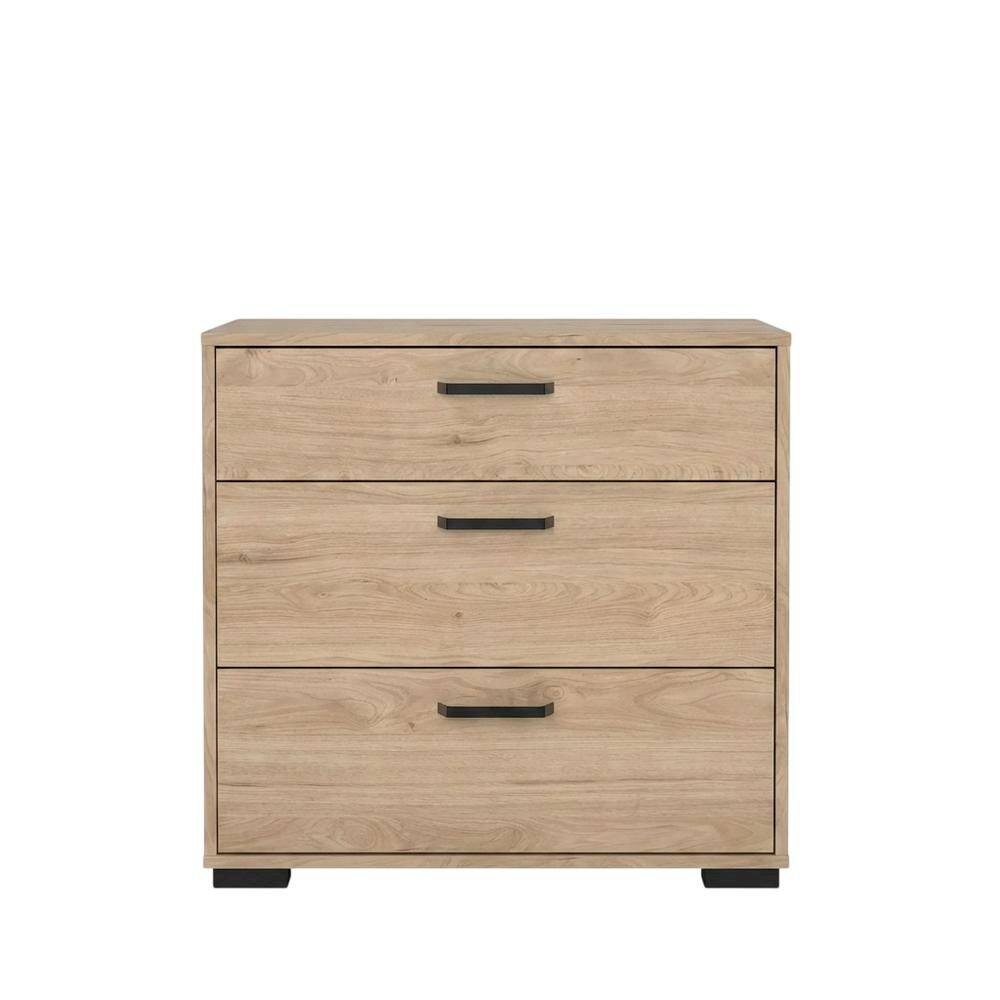 Angle. FurniFact - Jackson Hickory 3-Drawer Chest - Jackson Hickory.