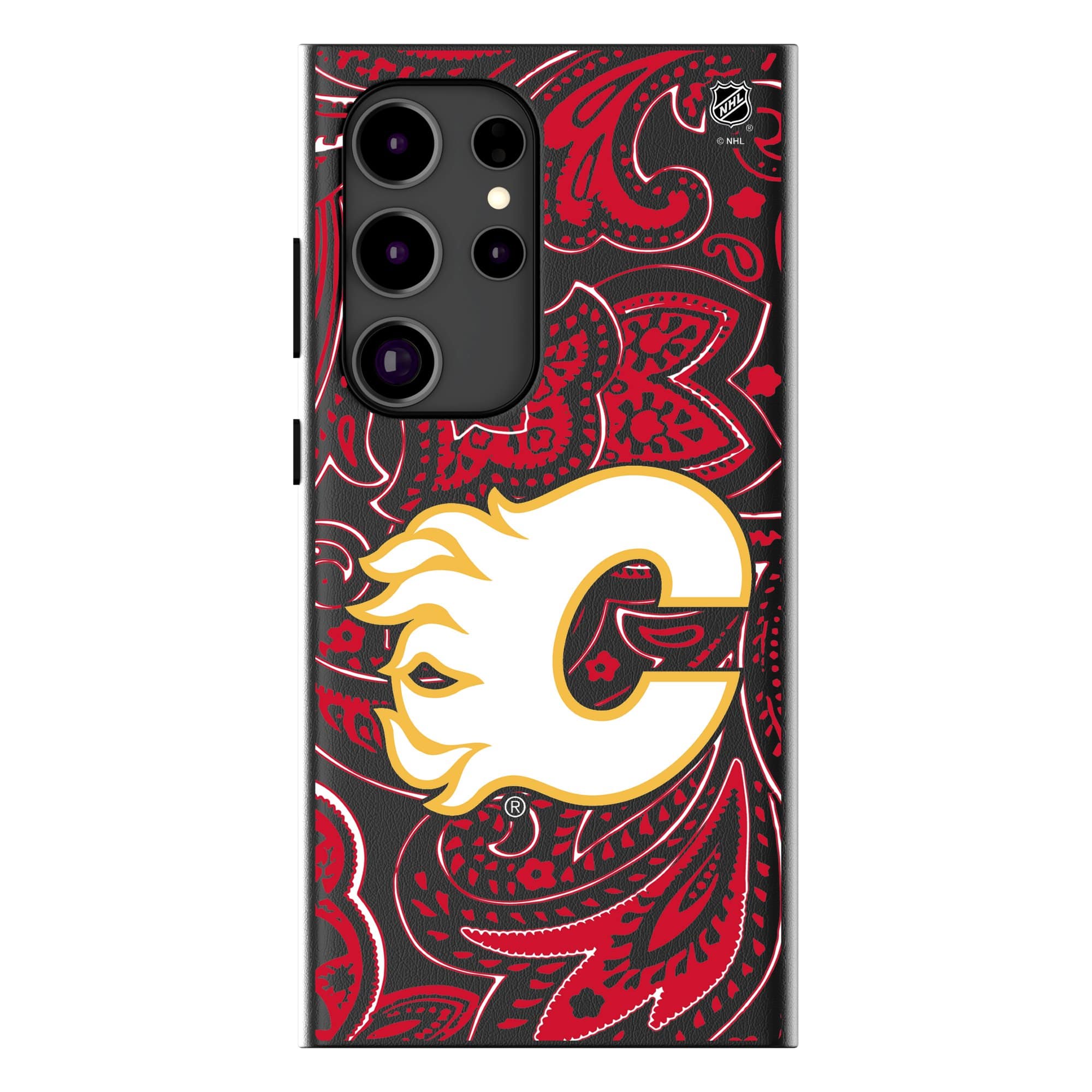 Keyscaper - NHL - Calgary Flames Paisley Galaxy Magnetic Bump Case - S24 - Black