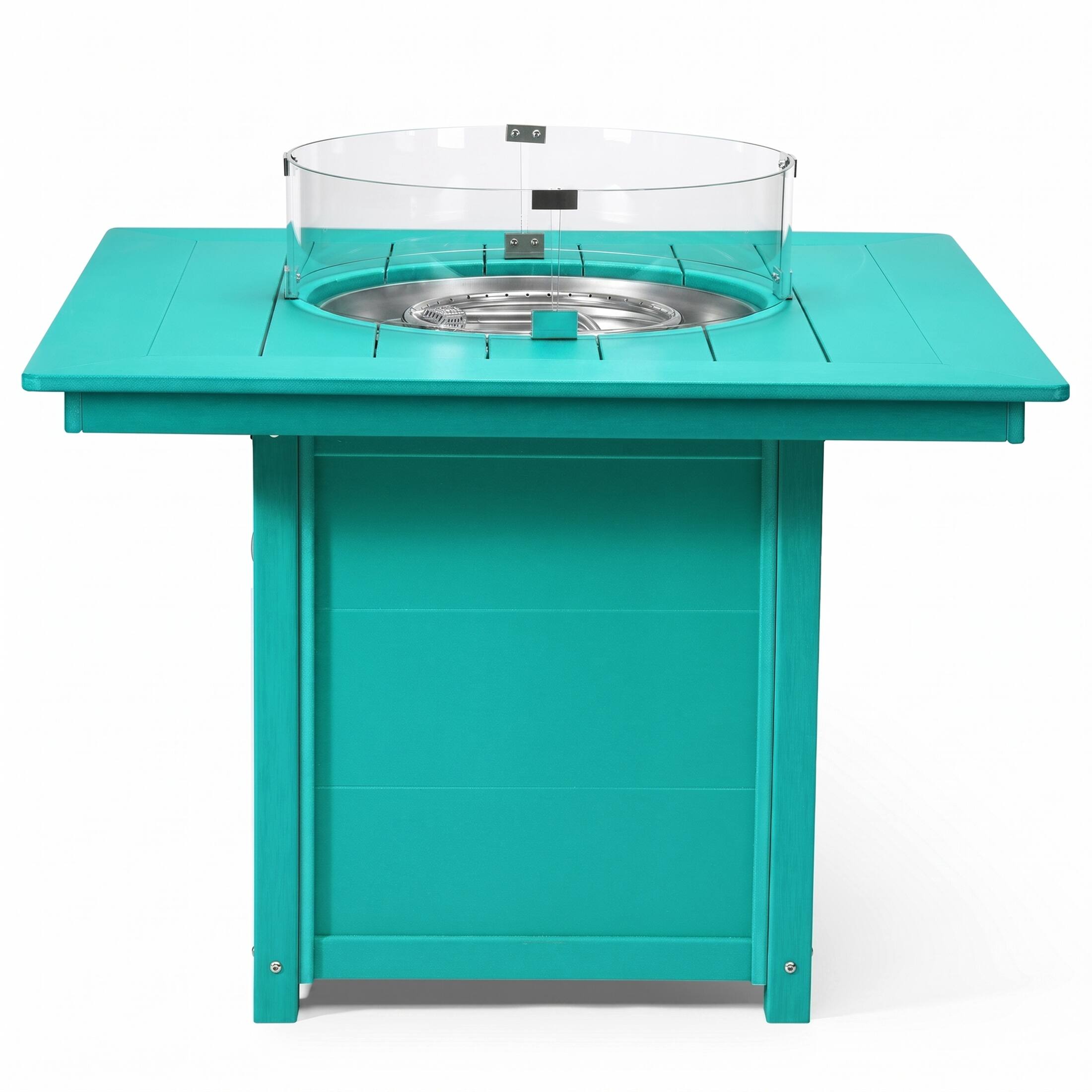 Alt View 1. WestinTrends - WestinTrends Helios Modern Outdoor Patio Propane 42" Square Fire Pit Table - Turquoise.