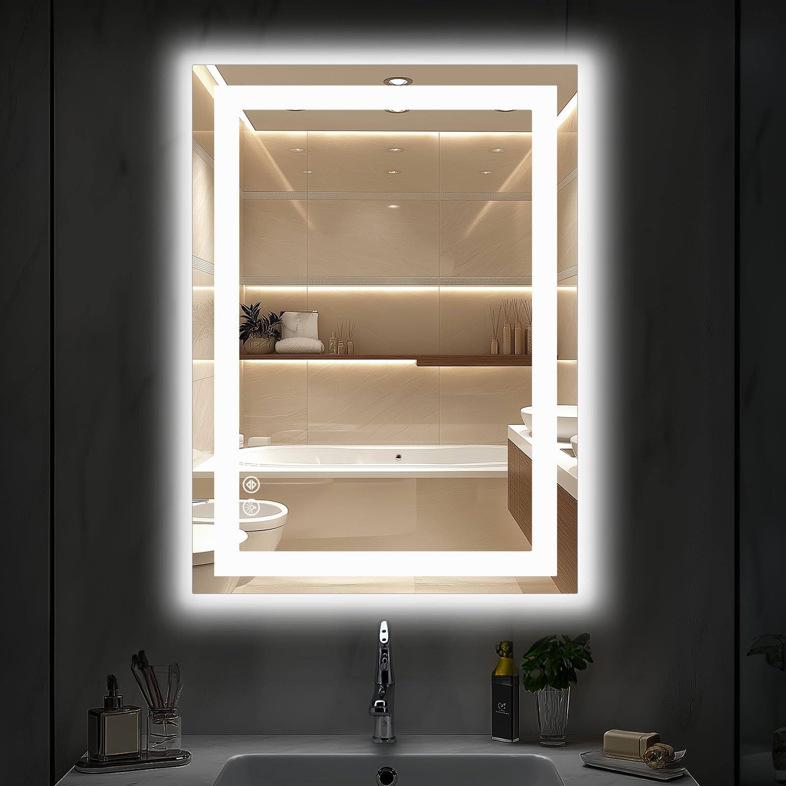 White-36"L x 24"W-LED Bathroom Mirror