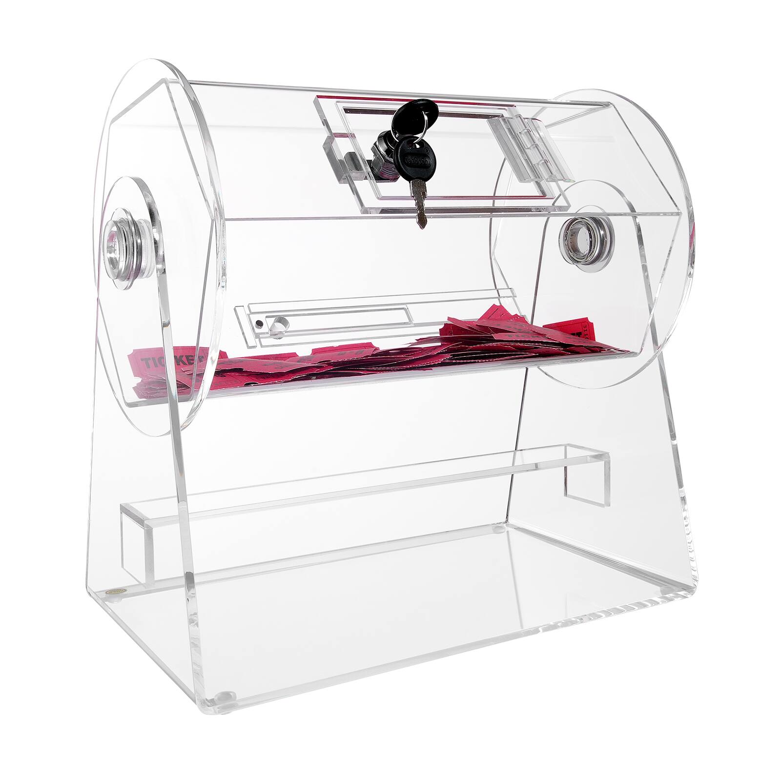 Alt View 5. VEVOR - Acrylic Raffle Drum, Professional Raffle Ticket Spinning Cage with 2 Keys, Transparent Lottery Spinning Drawing - Transparent.