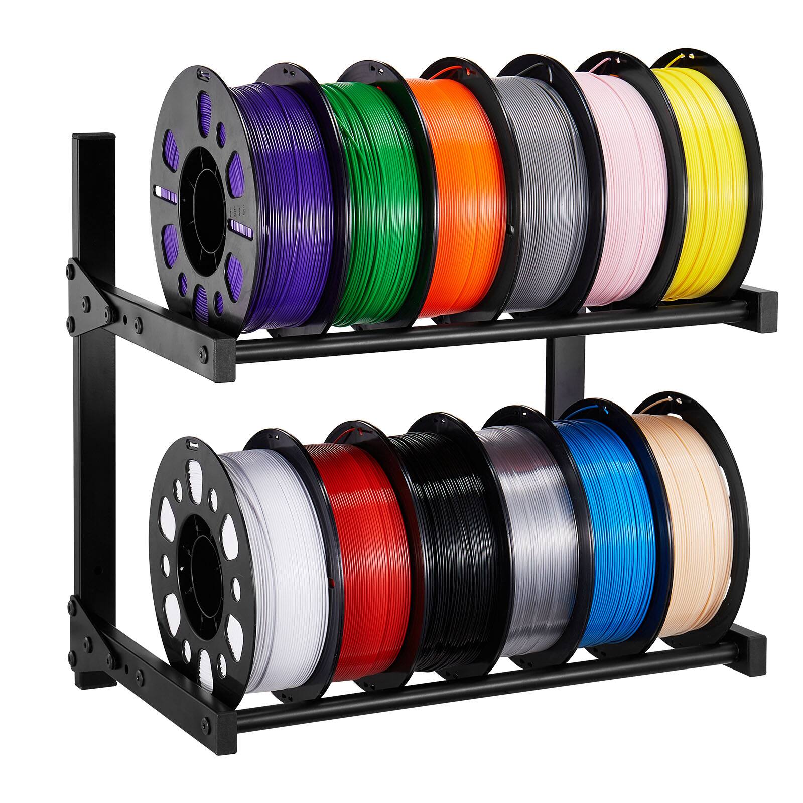 Alt View 5. VEVOR - Wall Mount Printer Filament Storage Rack, 2-Tier Wall Bracket Storage Shelf, Rolling Filament Spool Holders Racks - Black.